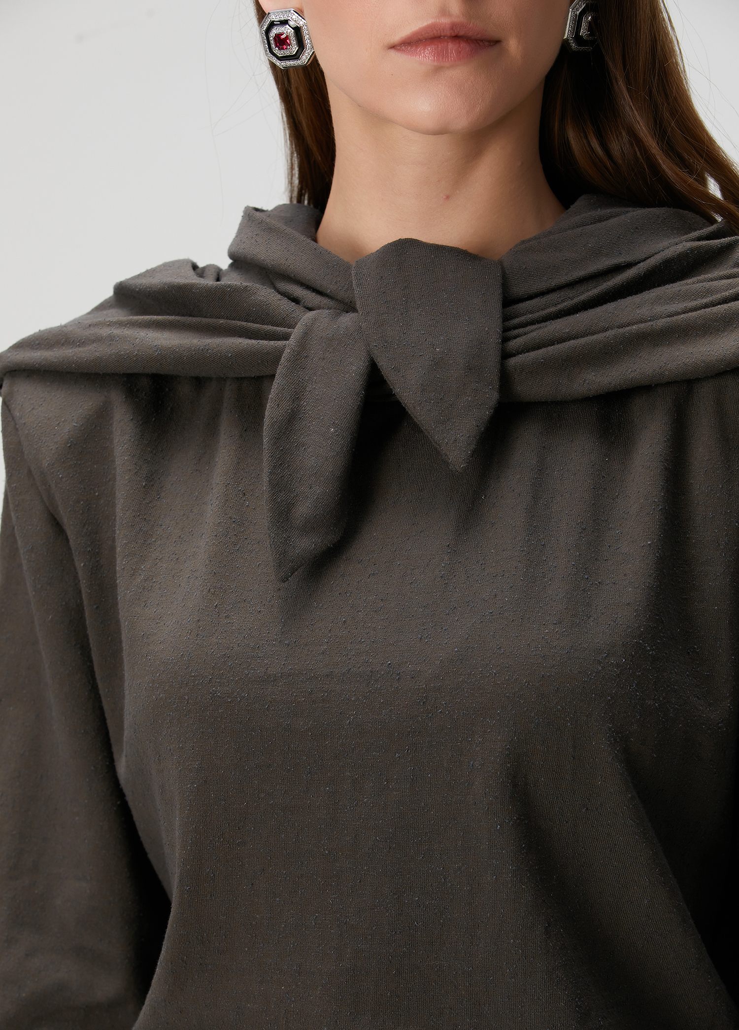 ❤️连帽垫肩卫衣！蚕丝亚麻混纺，染色洗水做旧效果 SML