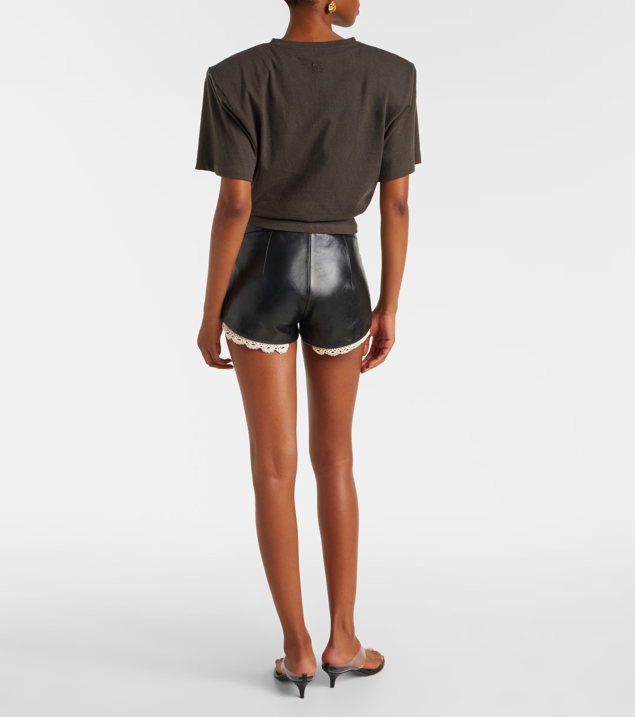 ♥️打结纽花垫肩T恤！蚕丝亚麻混纺，染色洗水做旧效果 SML