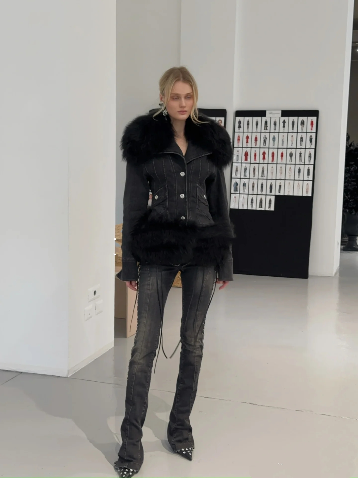 ❤️blum 重工皮革绳绑带牛仔裤！棉 SML