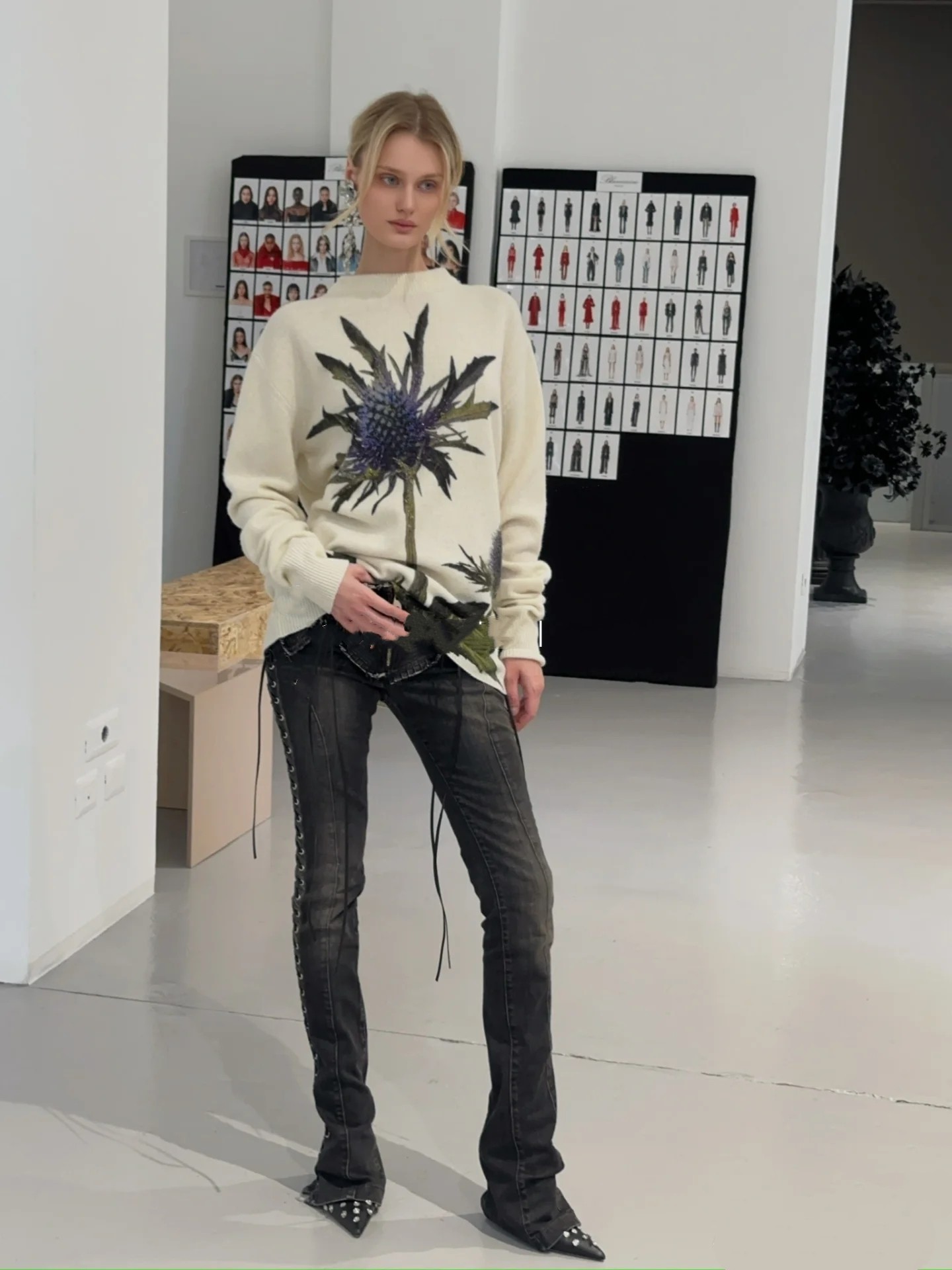 ❤️blum 重工皮革绳绑带牛仔裤！棉 SML