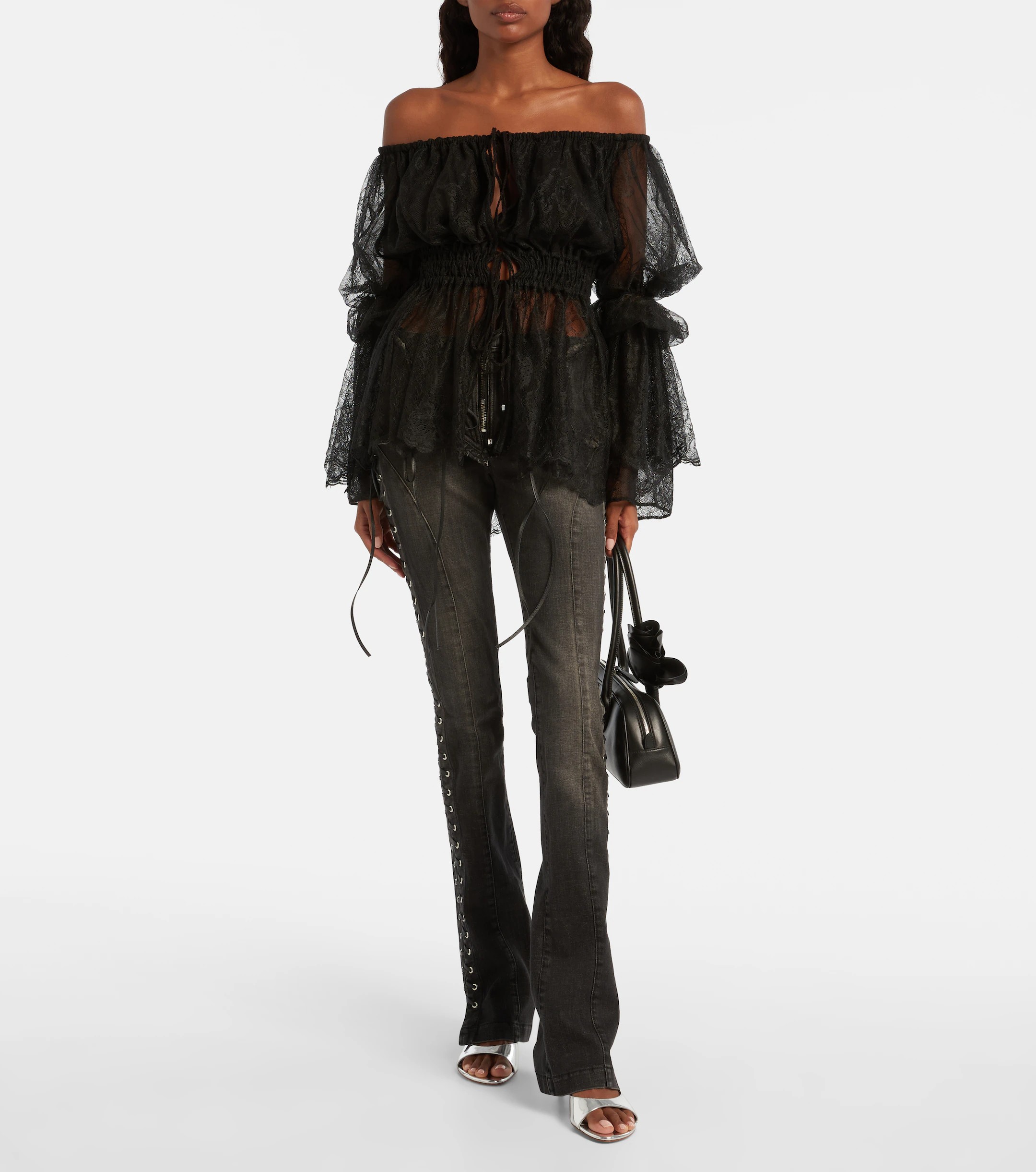 ❤️blum 重工皮革绳绑带牛仔裤！棉 SML