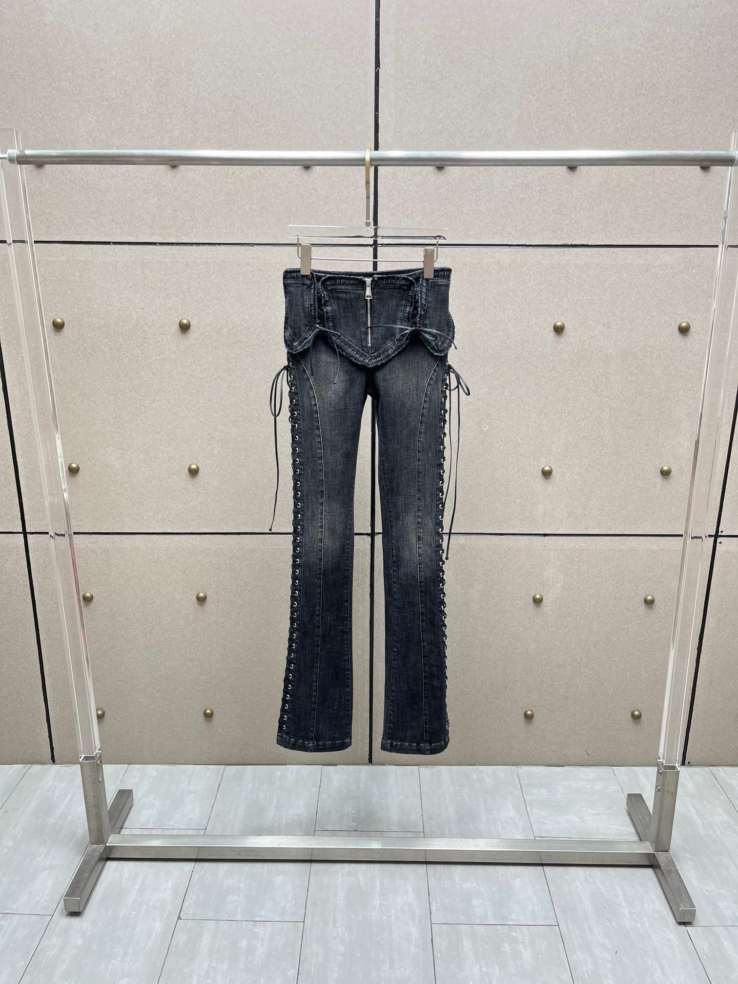 ❤️blum 重工皮革绳绑带牛仔裤！棉 SML