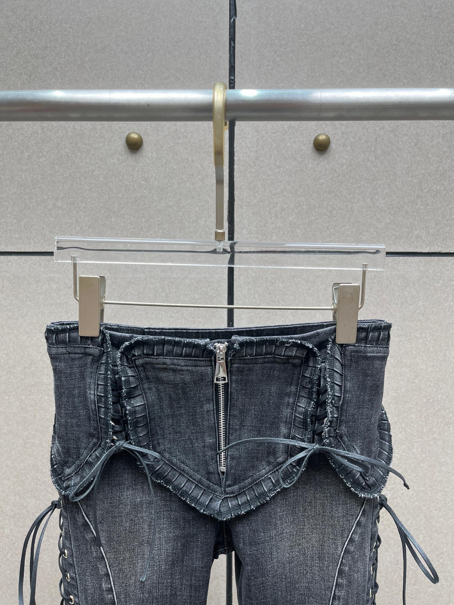 ❤️blum 重工皮革绳绑带牛仔裤！棉 SML