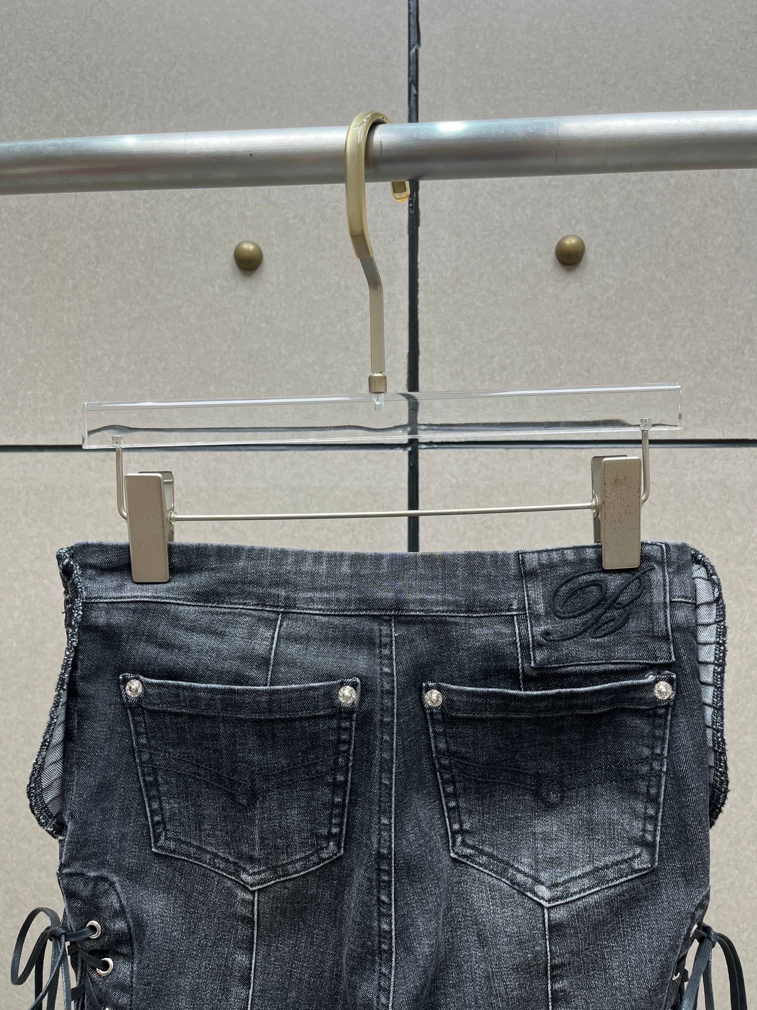 ❤️blum 重工皮革绳绑带牛仔裤！棉 SML