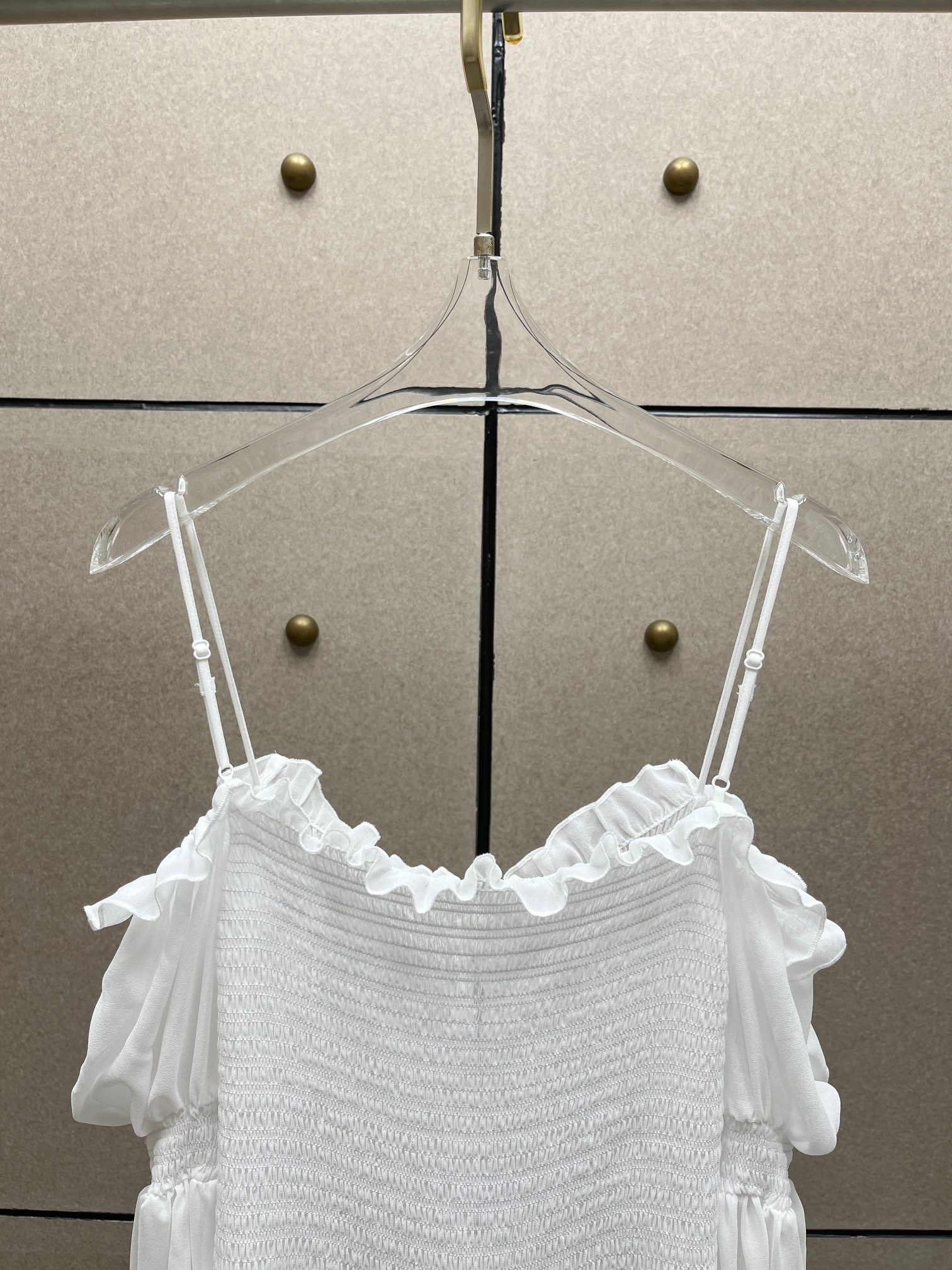 ❤️blum 荷叶打缆飘逸连衣裙！红白两色 SML