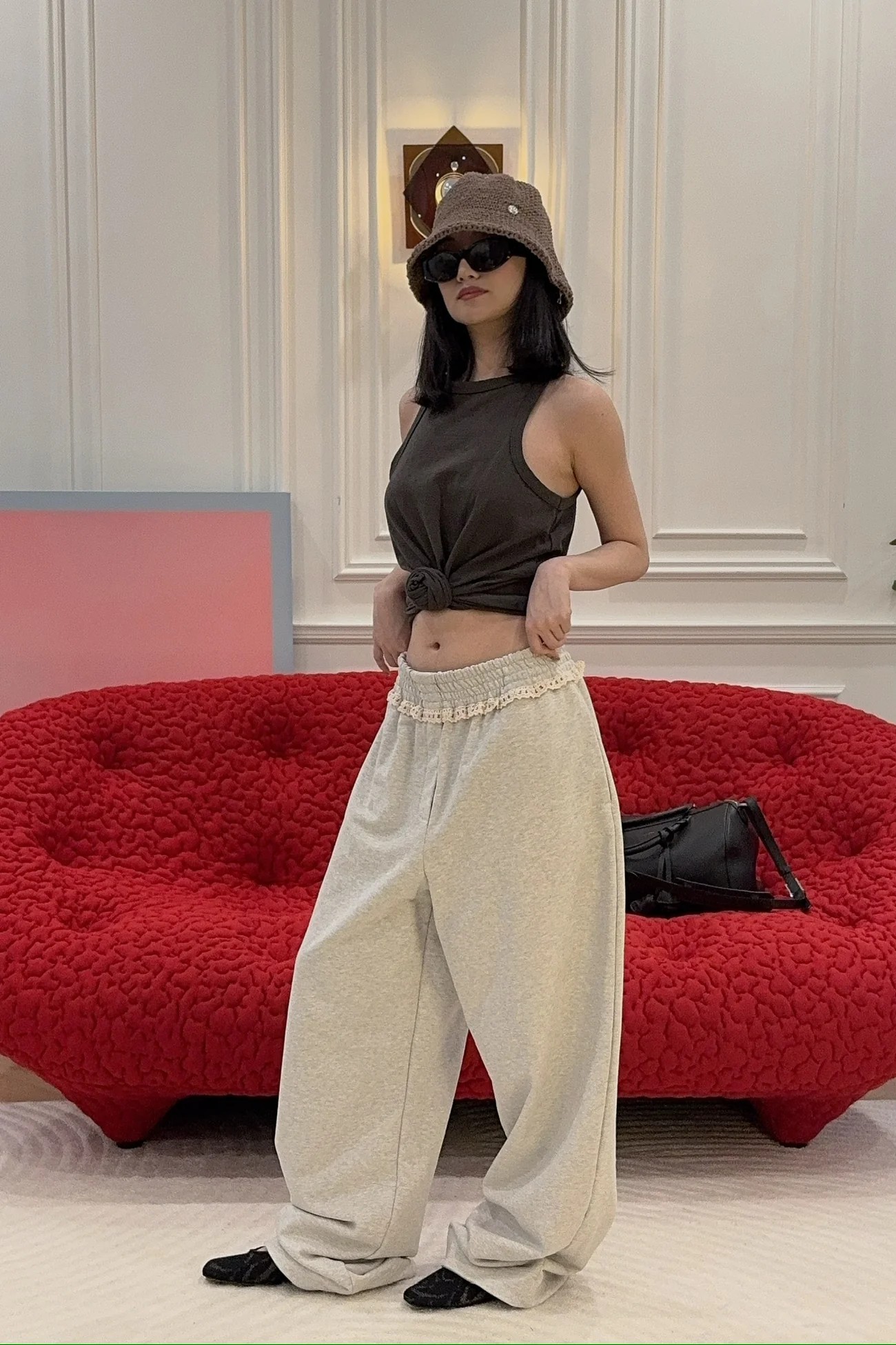 ♥️打结纽花背心！蚕丝亚麻混纺，染色洗水做旧效果 SML