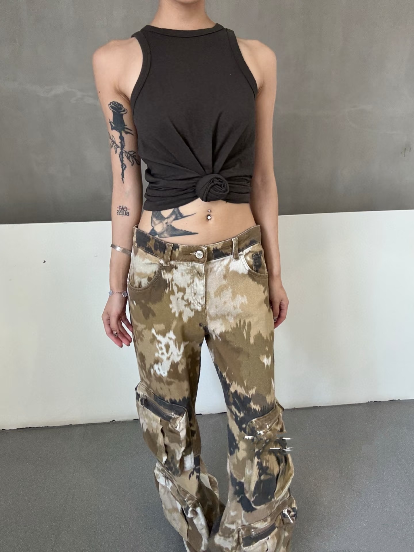 ♥️打结纽花背心！蚕丝亚麻混纺，染色洗水做旧效果 SML