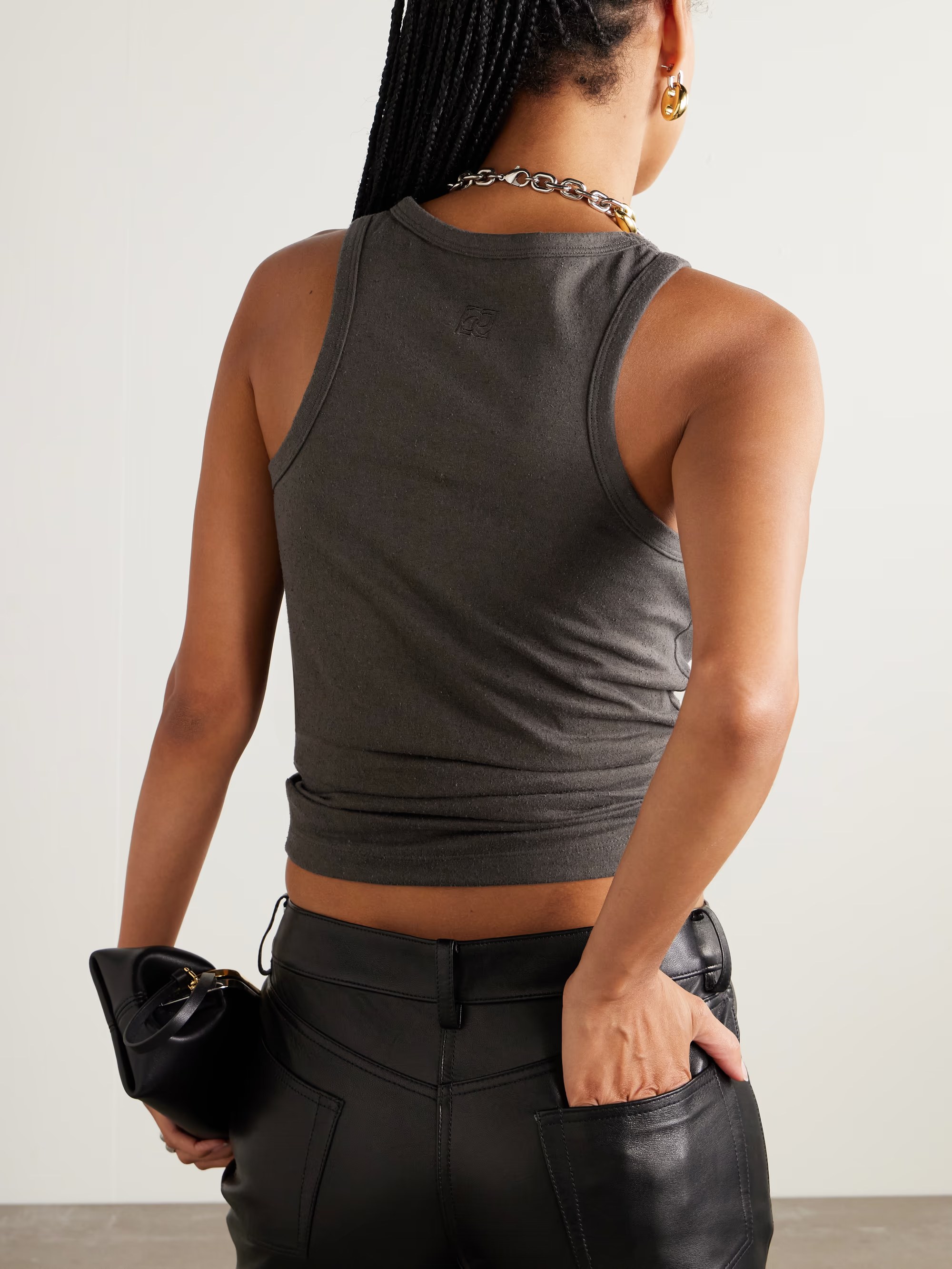 ♥️打结纽花背心！蚕丝亚麻混纺，染色洗水做旧效果 SML