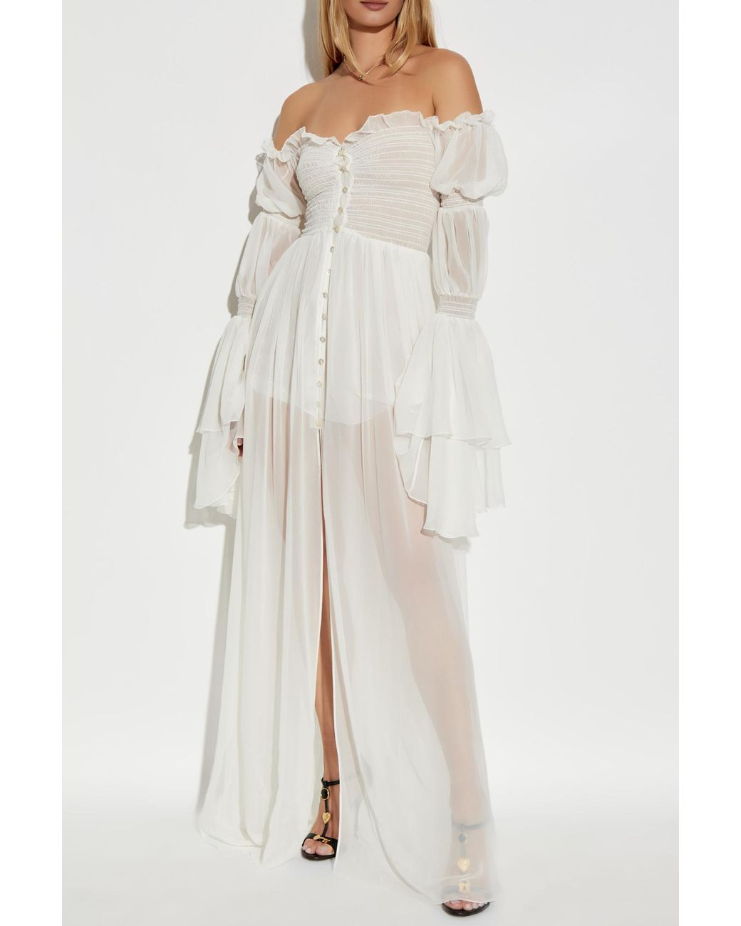 ❤️blum 荷叶打缆飘逸连衣裙！红白两色 SML