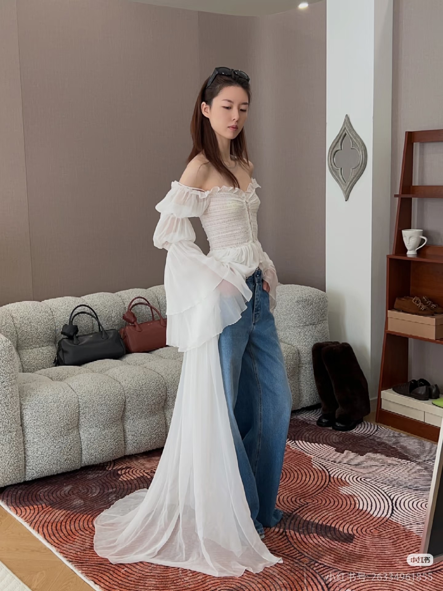 ❤️blum 荷叶打缆飘逸连衣裙！红白两色 SML