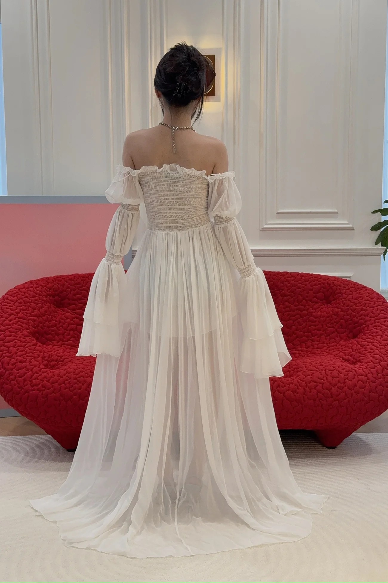 ❤️blum 荷叶打缆飘逸连衣裙！红白两色 SML