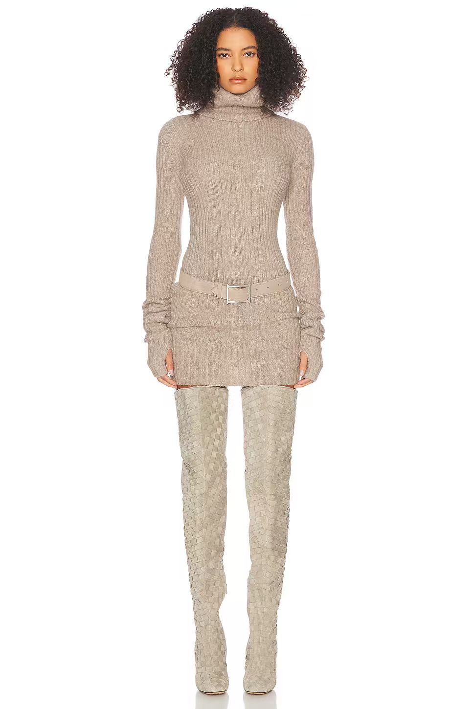 ❤️高领针织连衣裙！羊毛混纺 SML