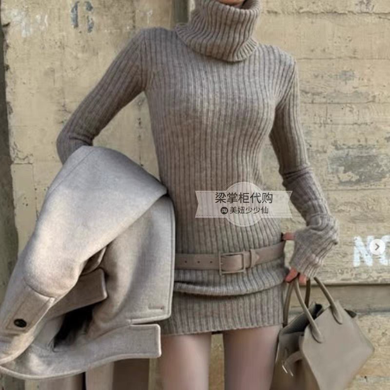 ❤️高领针织连衣裙！羊毛混纺 SML