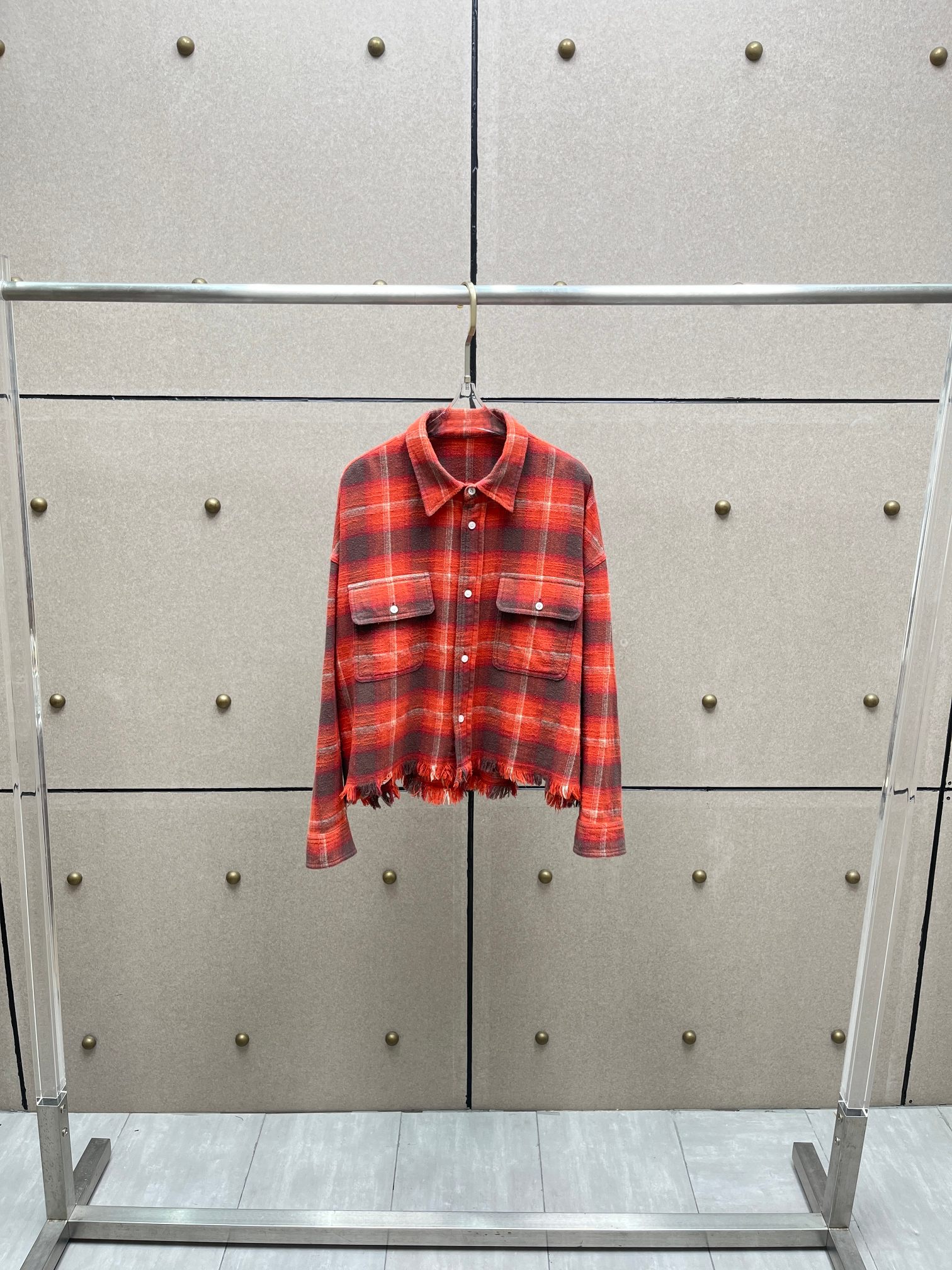 ♥️定制格子面料洗旧衬衫！棉 SML