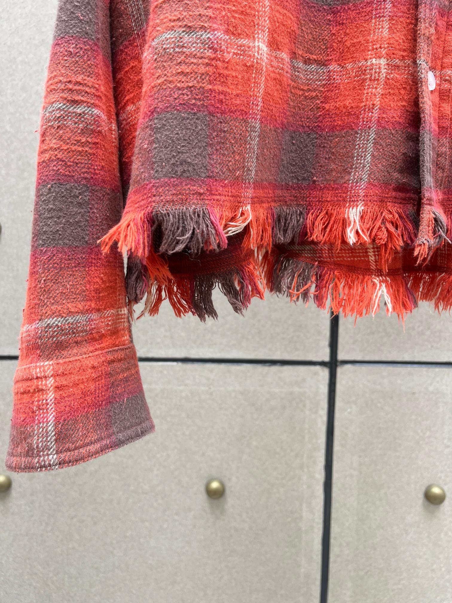 ♥️定制格子面料洗旧衬衫！棉 SML