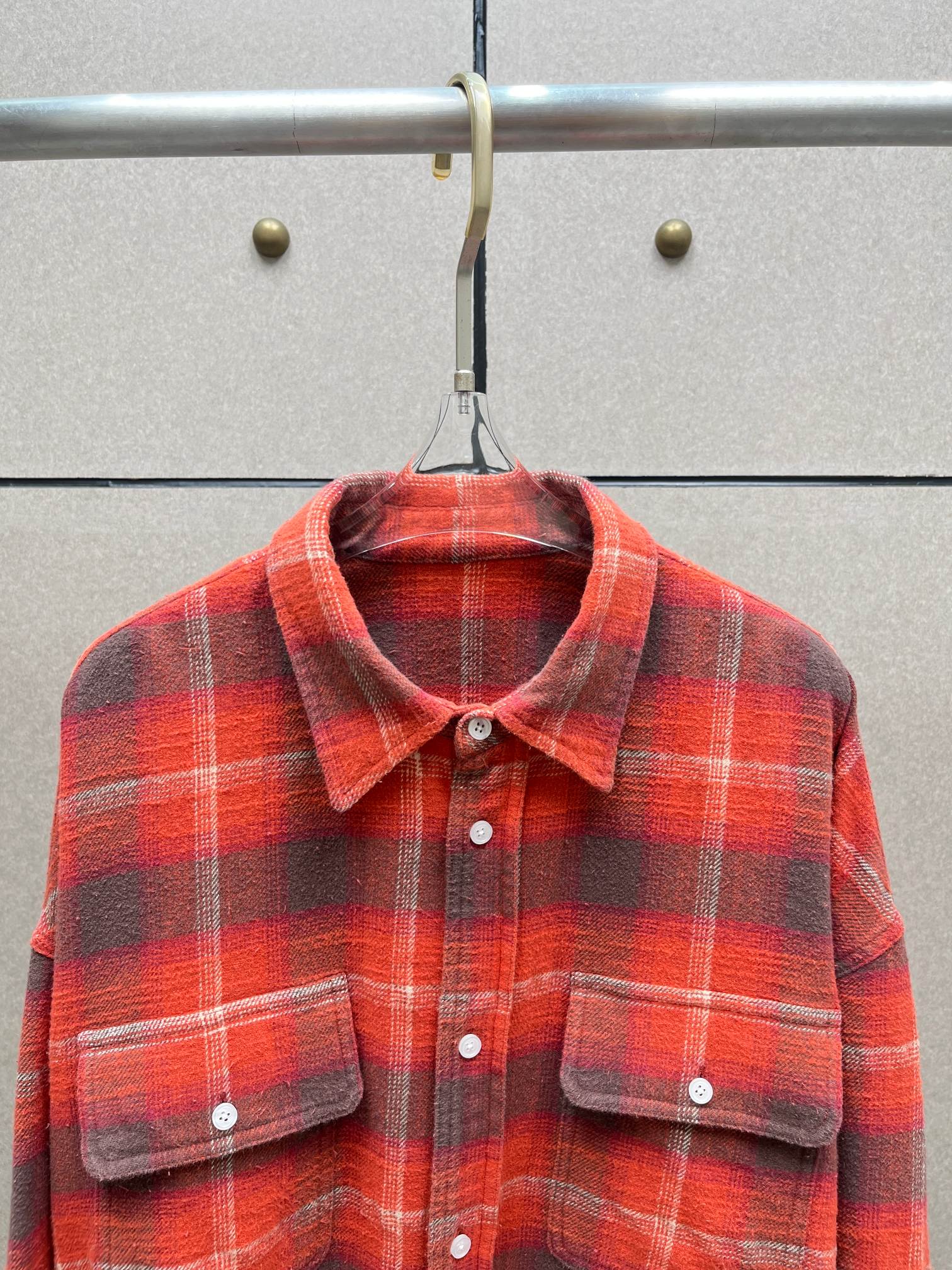 ♥️定制格子面料洗旧衬衫！棉 SML