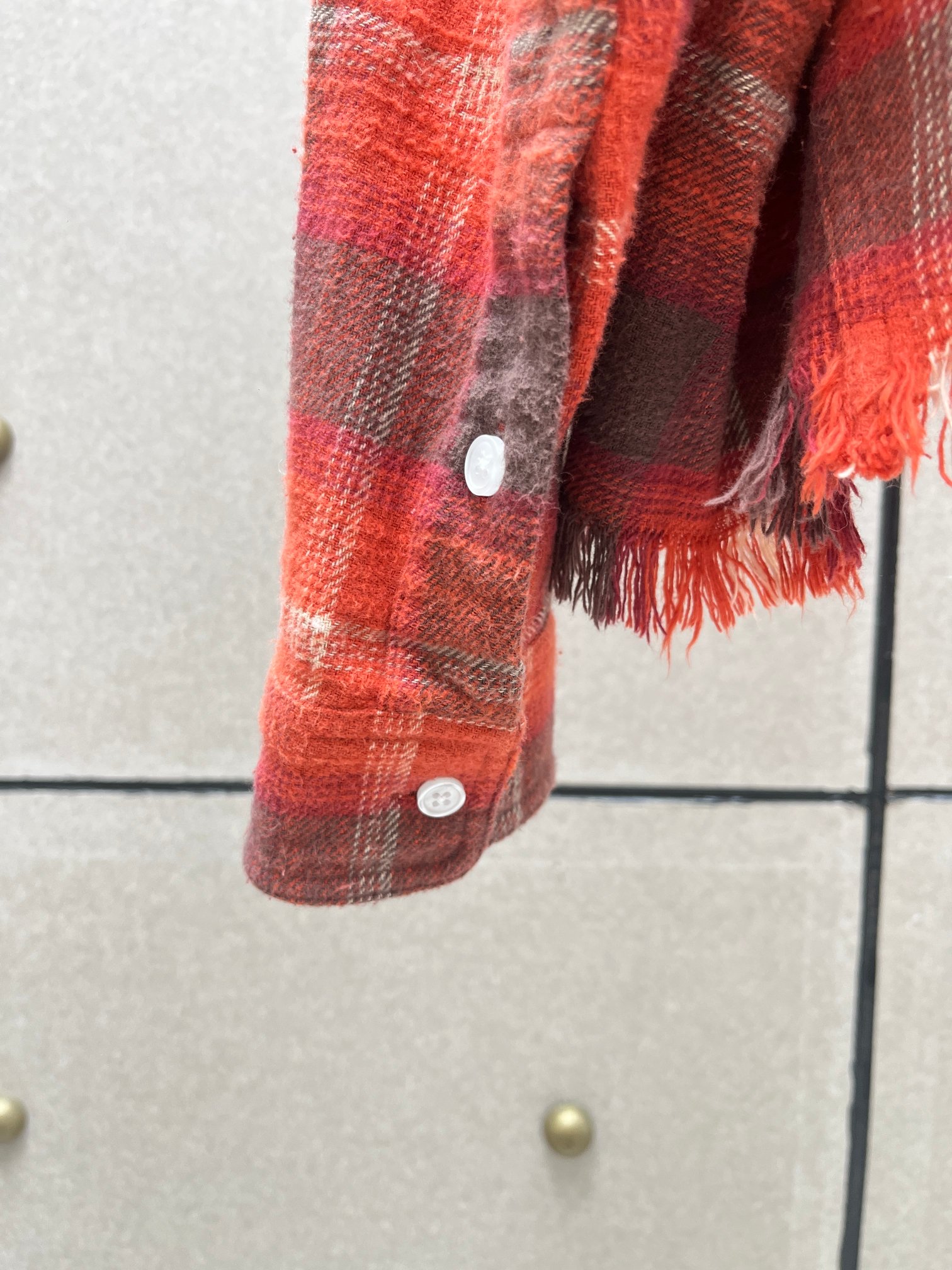 ♥️定制格子面料洗旧衬衫！棉 SML