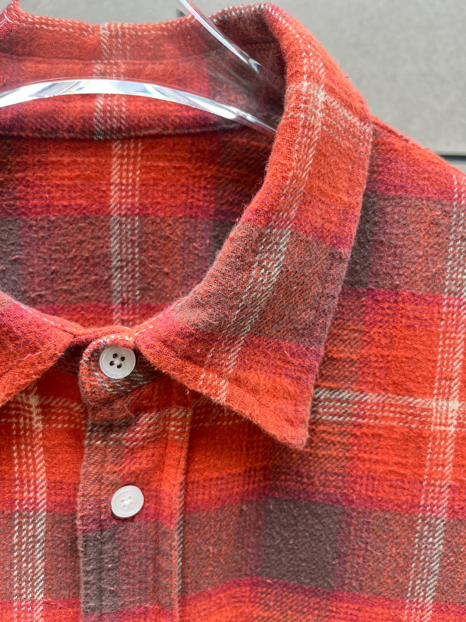 ♥️定制格子面料洗旧衬衫！棉 SML