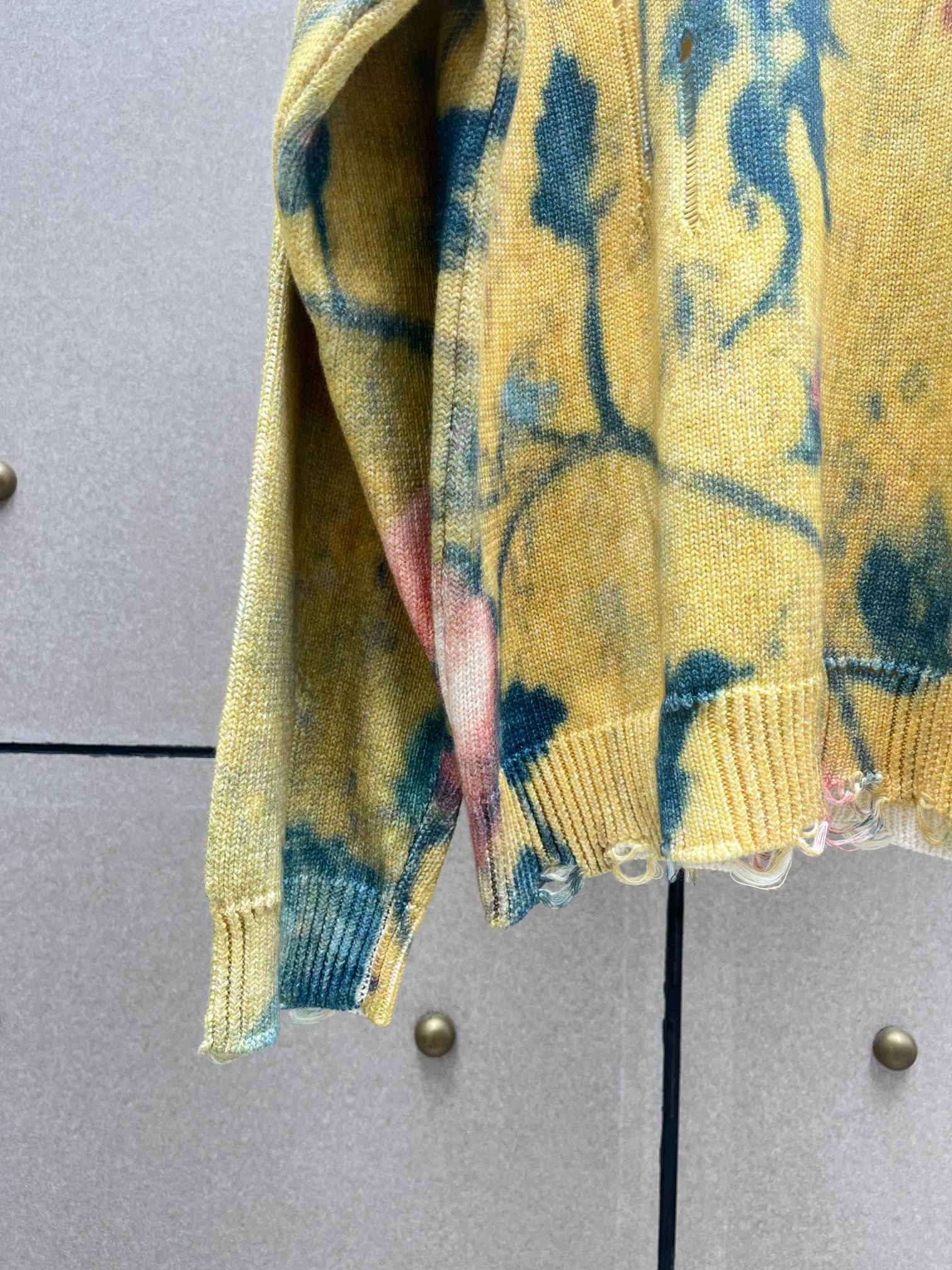 ❤️印花勾破针织圆领毛衣！棉 两色 SML