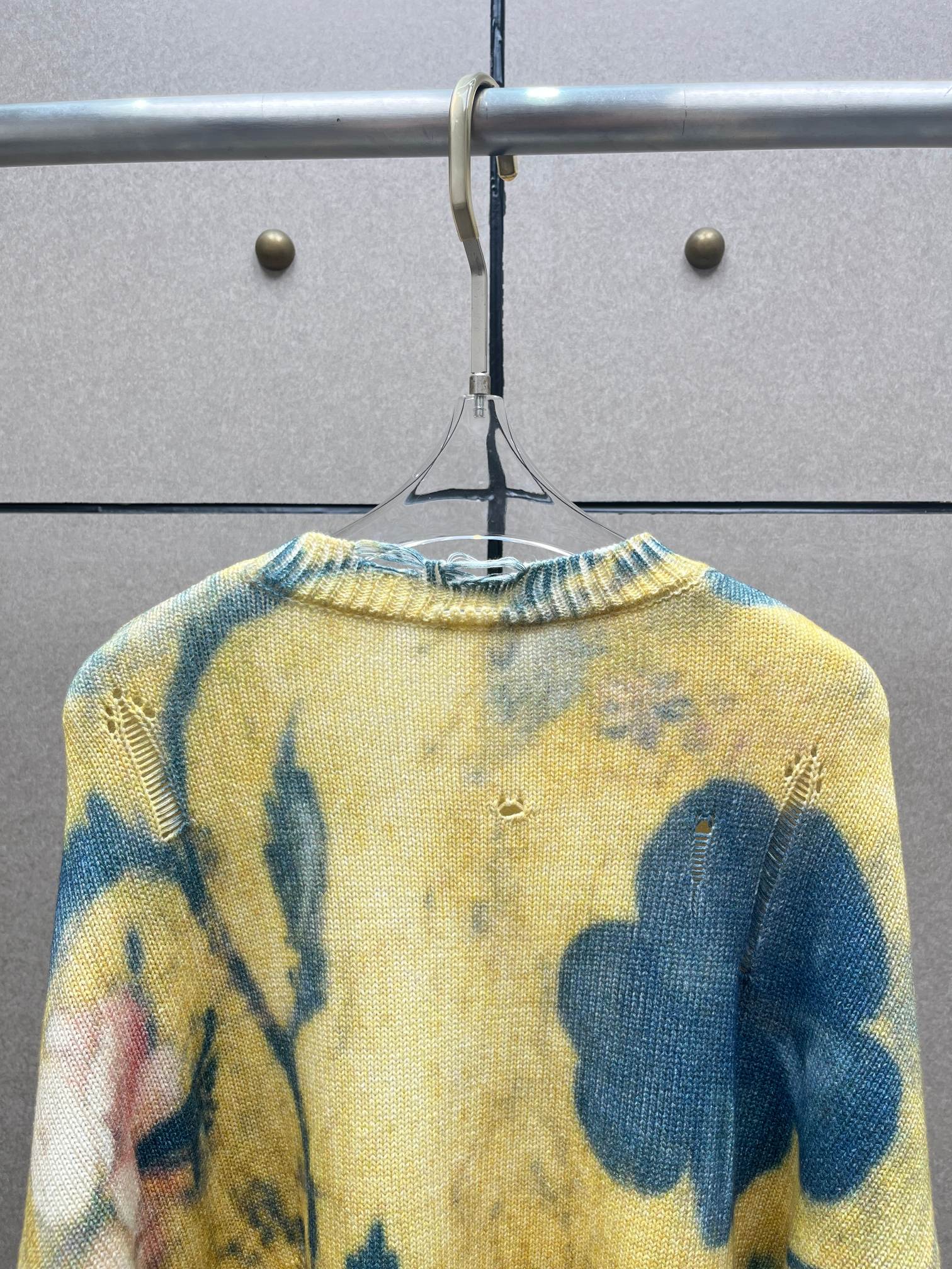 ❤️印花勾破针织圆领毛衣！棉 两色 SML