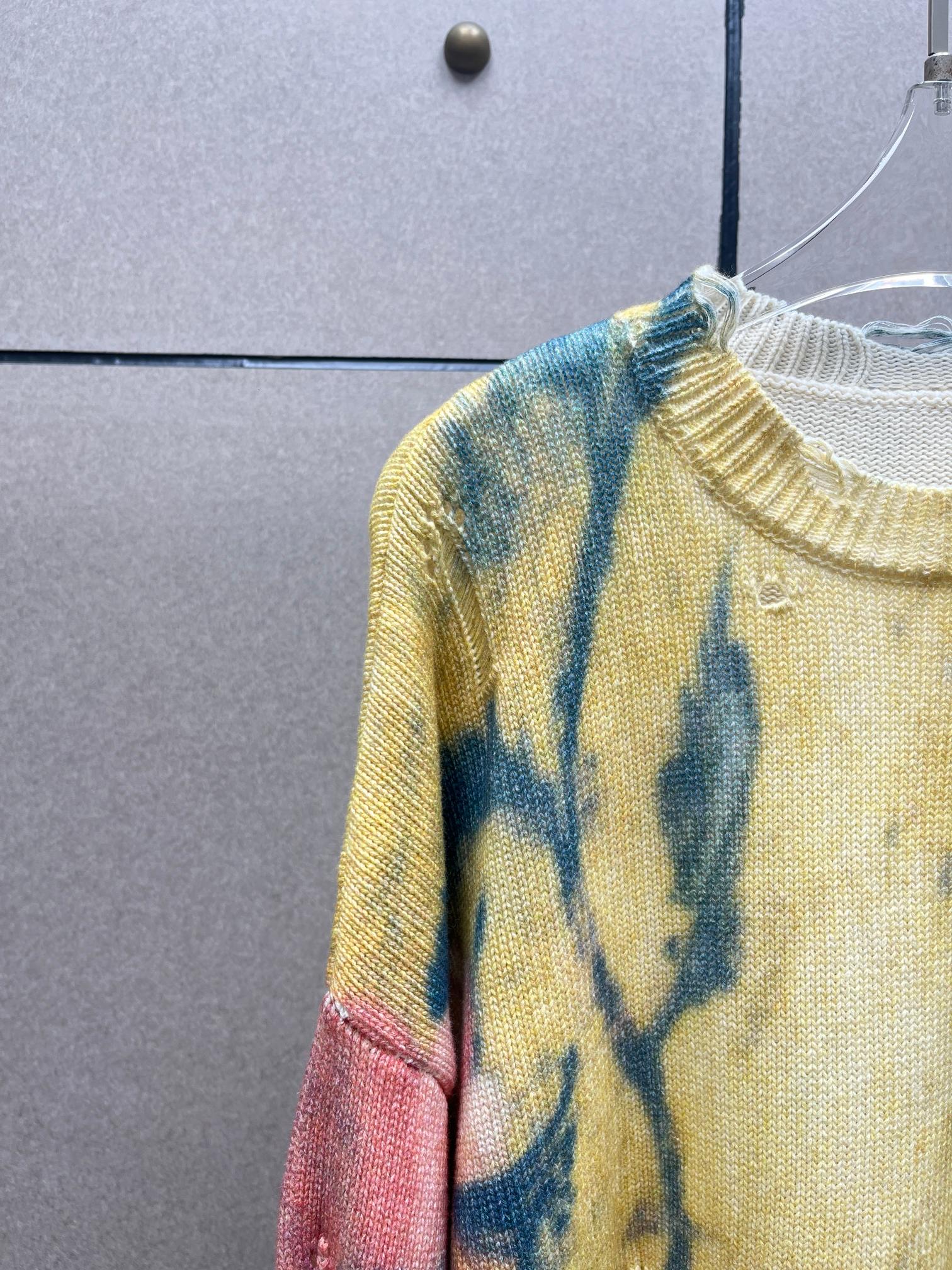 ❤️印花勾破针织圆领毛衣！棉 两色 SML