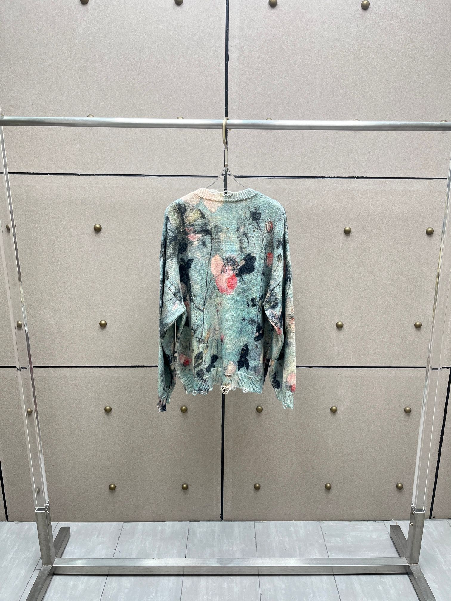 ❤️印花勾破针织圆领毛衣！棉 两色 SML