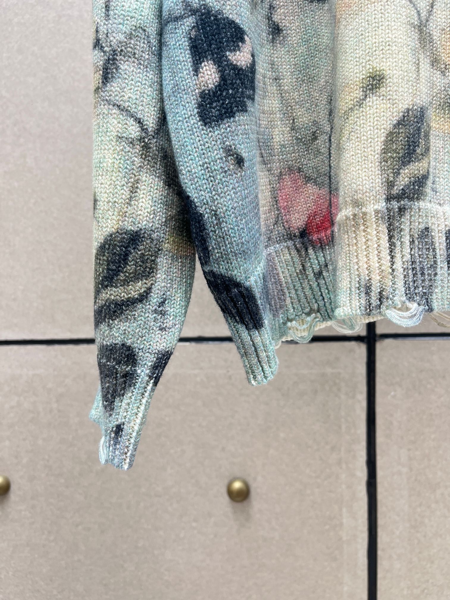 ❤️印花勾破针织圆领毛衣！棉 两色 SML