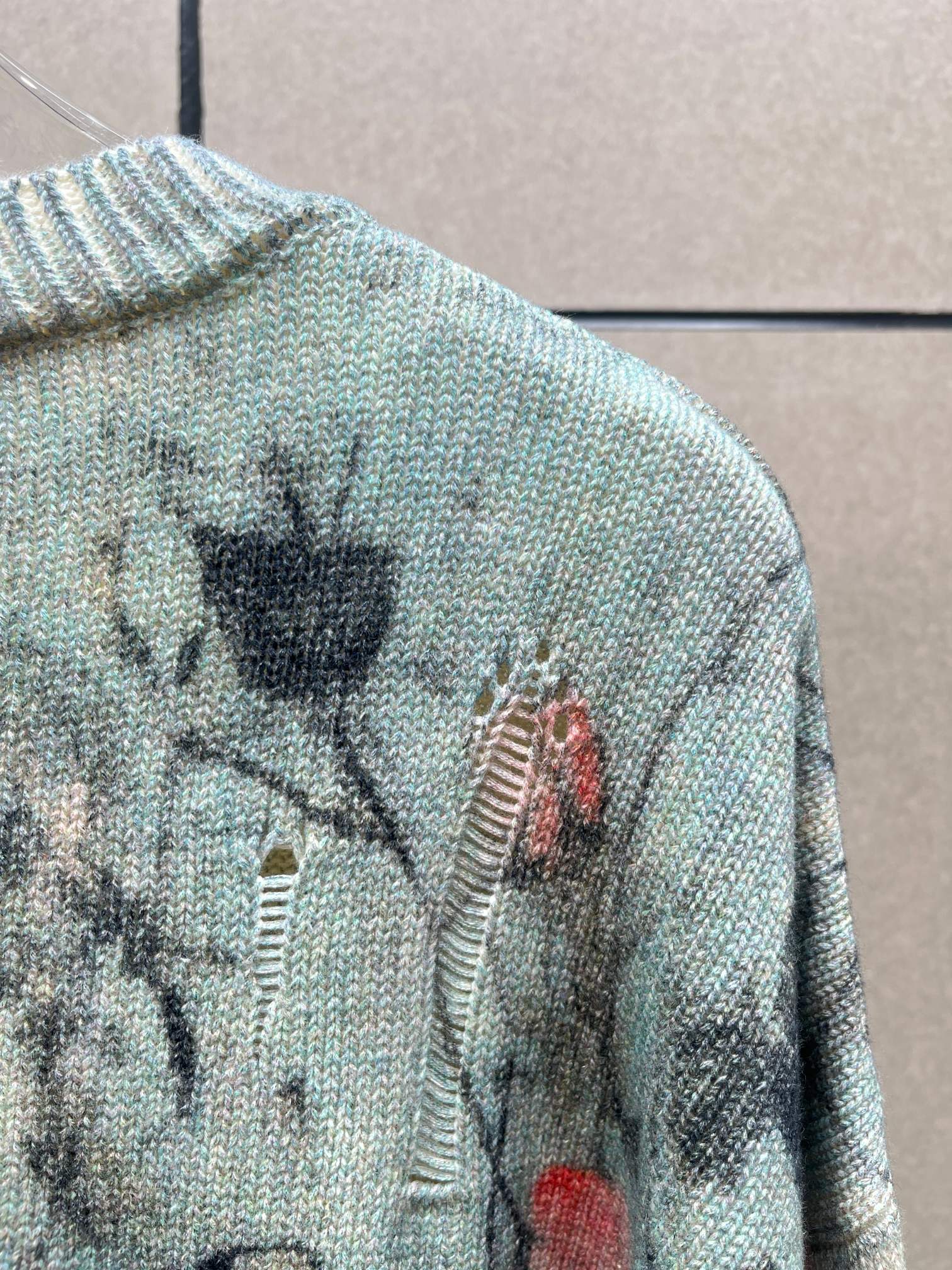 ❤️印花勾破针织圆领毛衣！棉 两色 SML