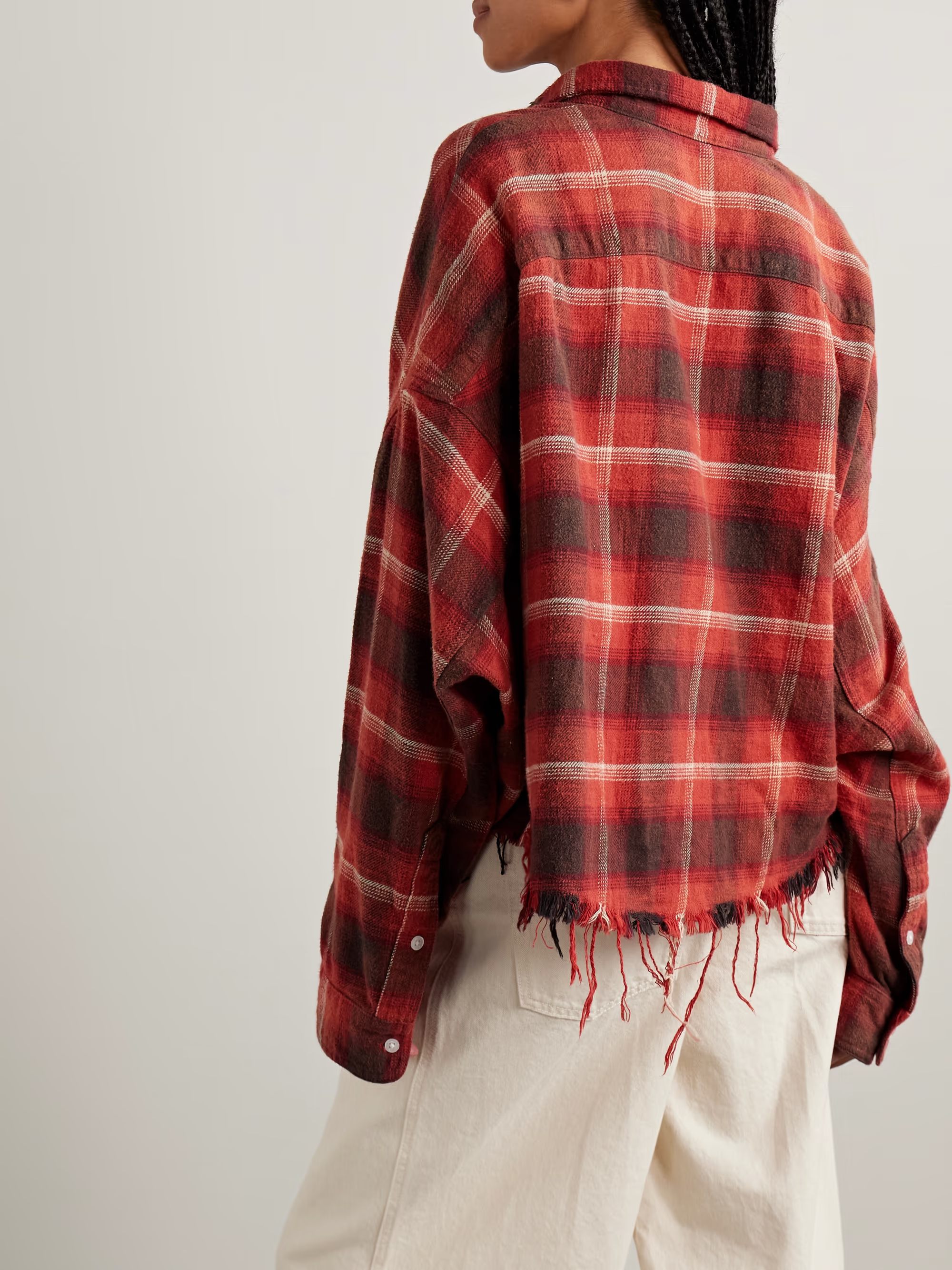 ♥️定制格子面料洗旧衬衫！棉 SML