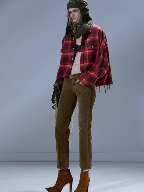 ♥️定制格子面料洗旧衬衫！棉 SML