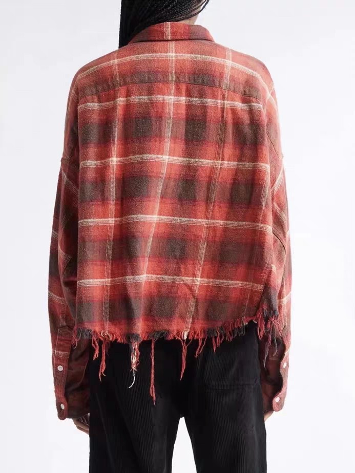 ♥️定制格子面料洗旧衬衫！棉 SML