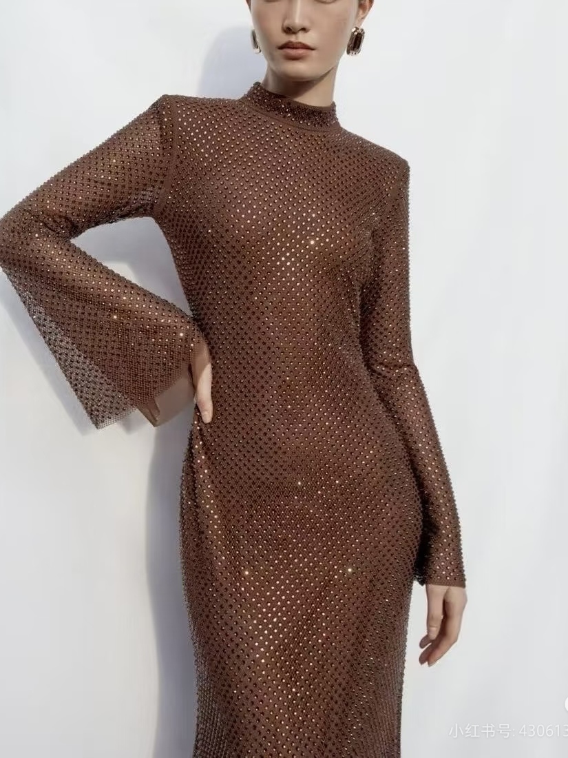 ❤️定制染色加长烫钻连衣裙！SML