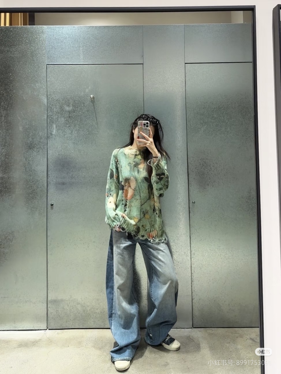 ❤️印花勾破针织圆领毛衣！棉 两色 SML