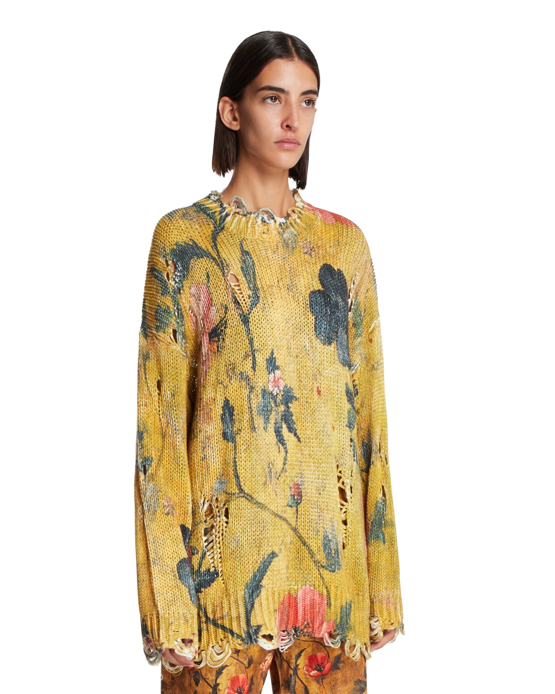 ❤️印花勾破针织圆领毛衣！棉 两色 SML