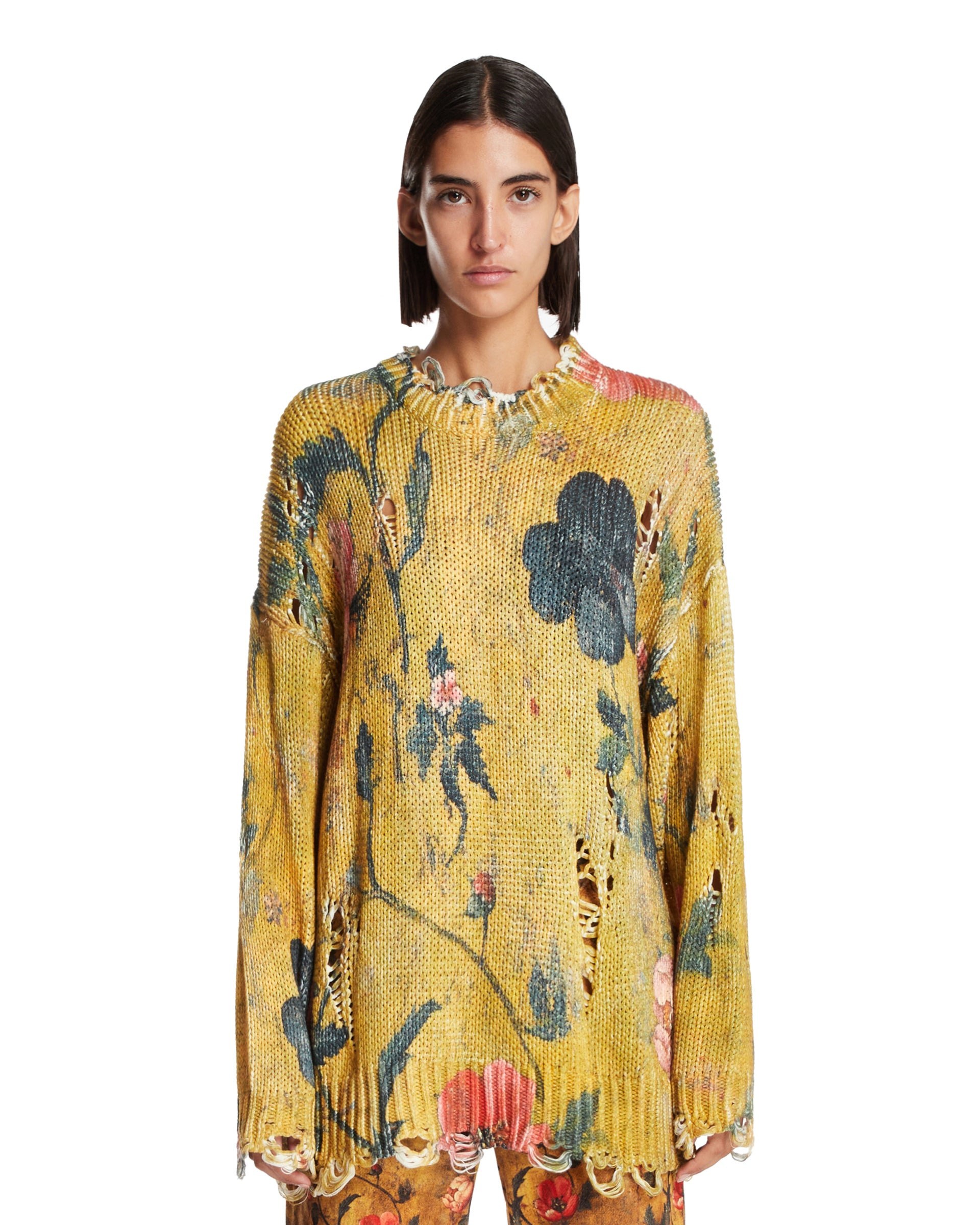 ❤️印花勾破针织圆领毛衣！棉 两色 SML