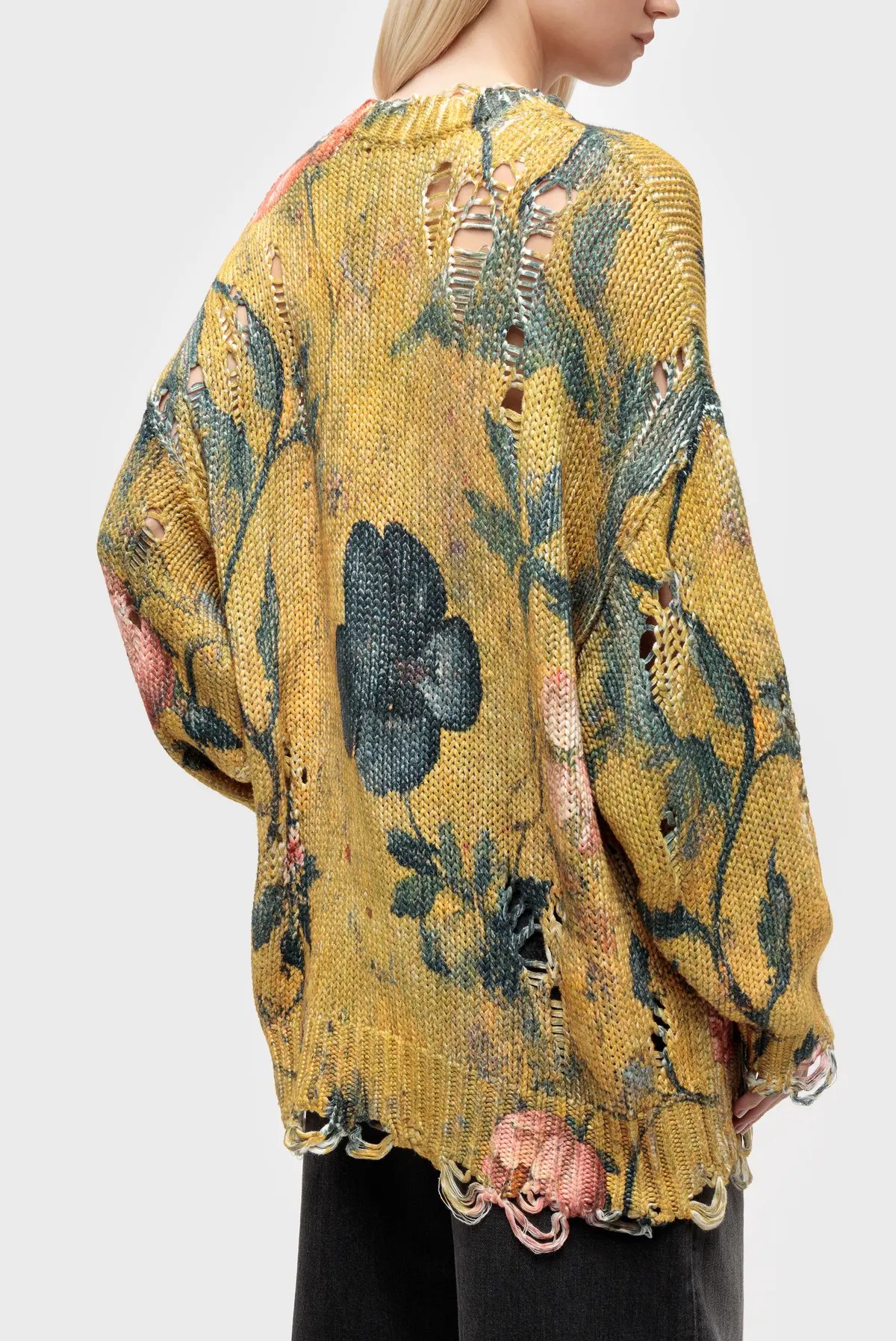 ❤️印花勾破针织圆领毛衣！棉 两色 SML