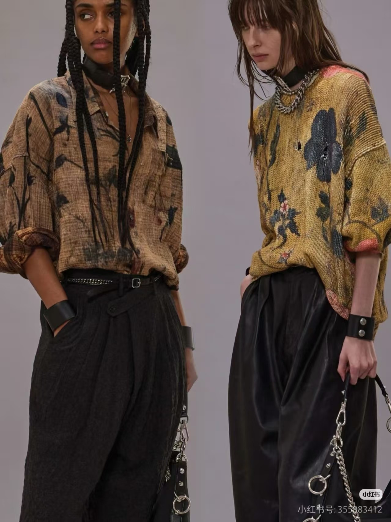 ❤️印花勾破针织圆领毛衣！棉 两色 SML