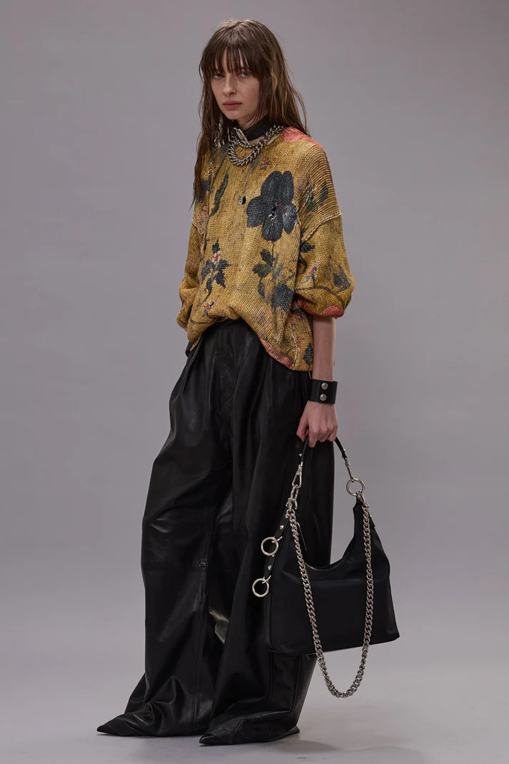 ❤️印花勾破针织圆领毛衣！棉 两色 SML