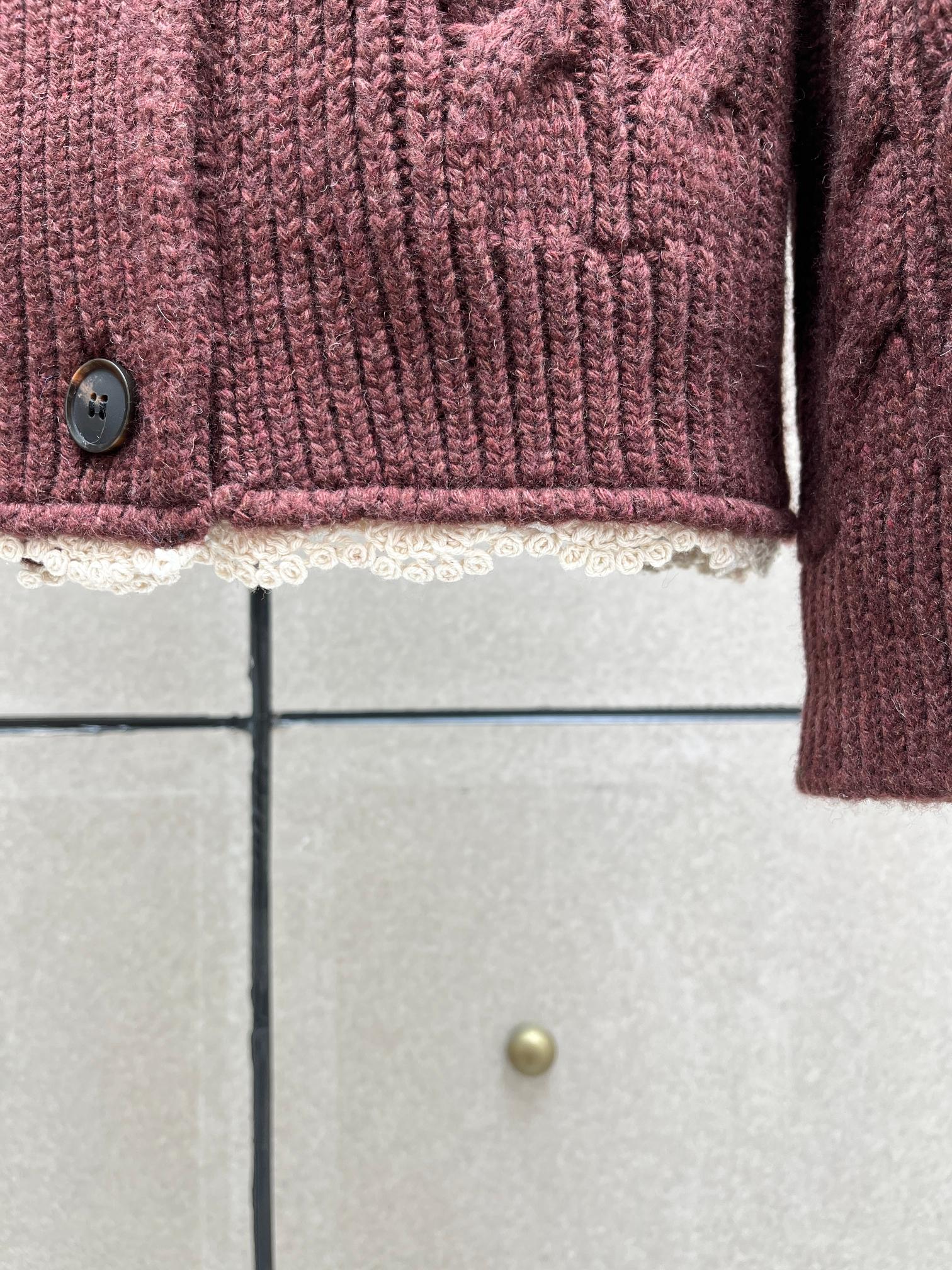 ❤️magda 花边翻领针织毛衣开衫！定制染色羊毛纱线 SML