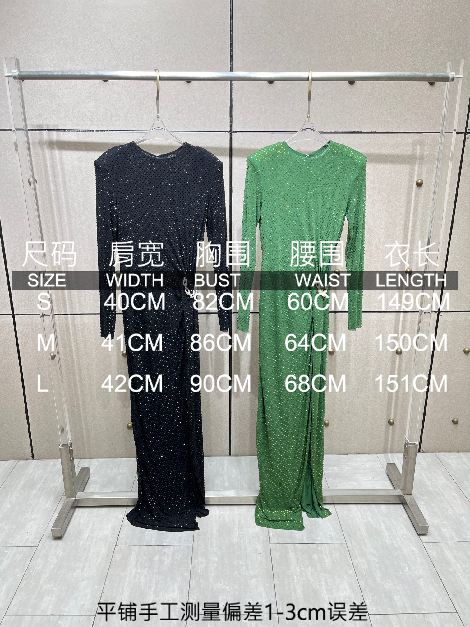 ❤️修身露腰烫钻连衣裙！两色 SML