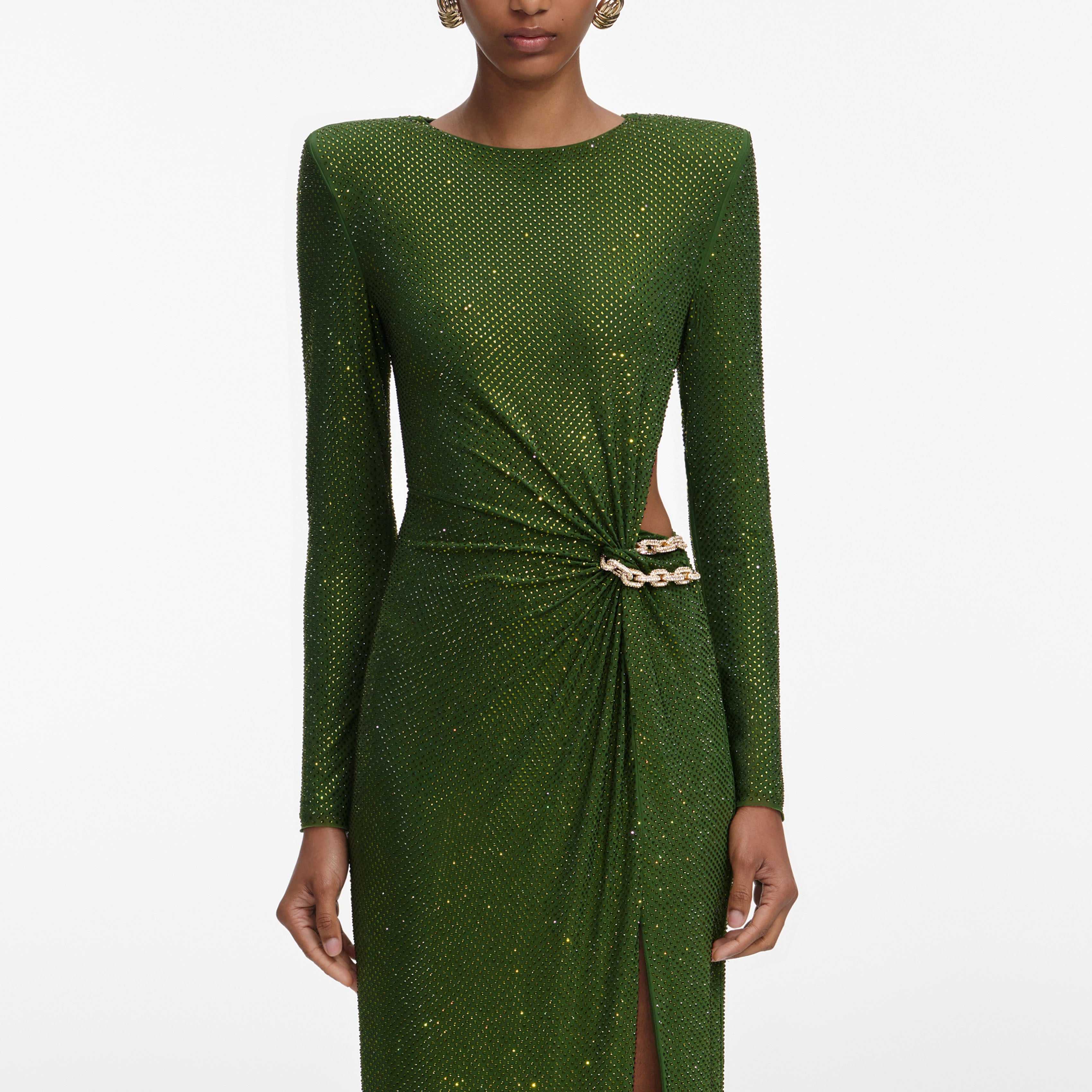 ❤️修身露腰烫钻连衣裙！两色 SML