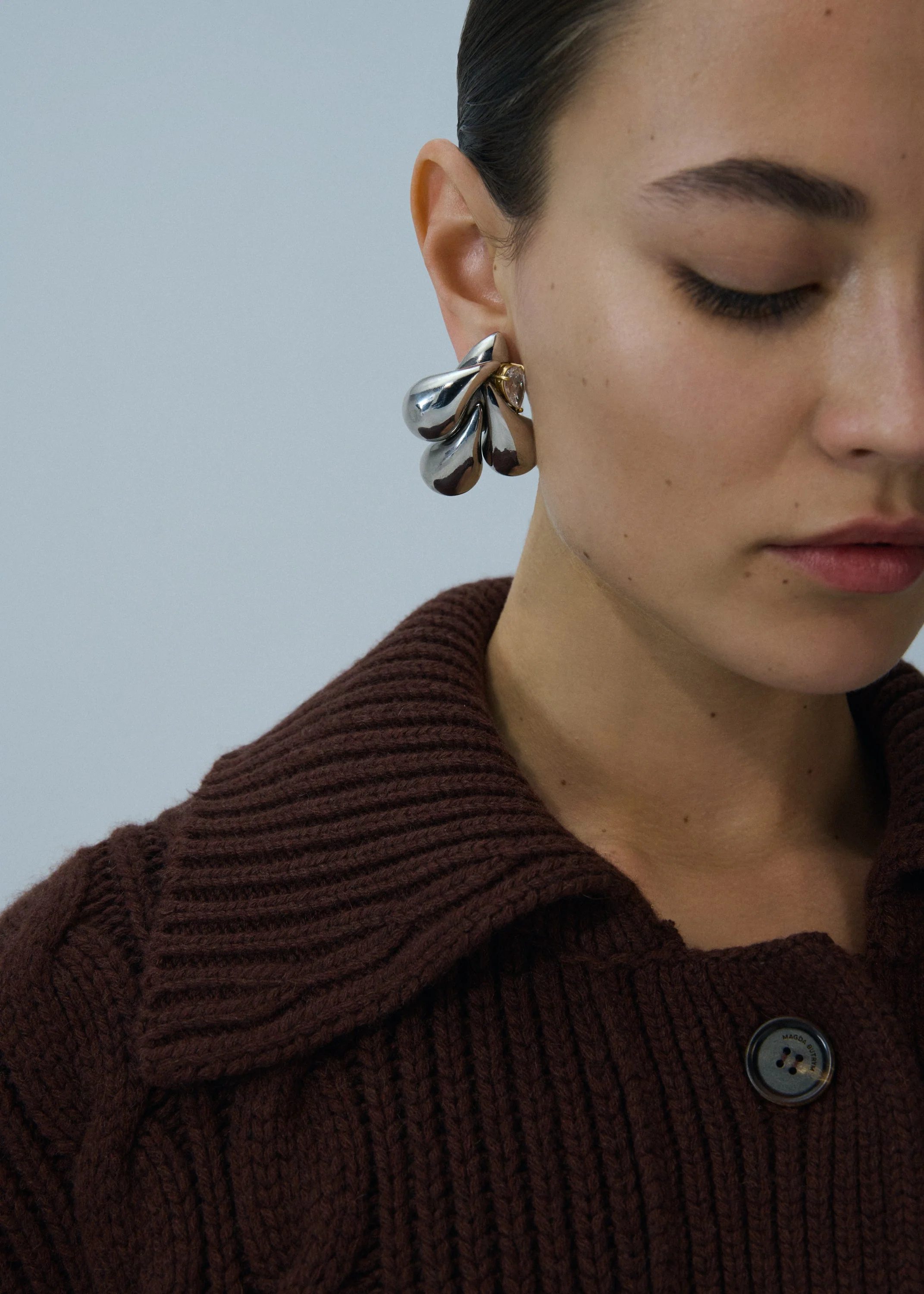 ❤️magda 花边翻领针织毛衣开衫！定制染色羊毛纱线 SML