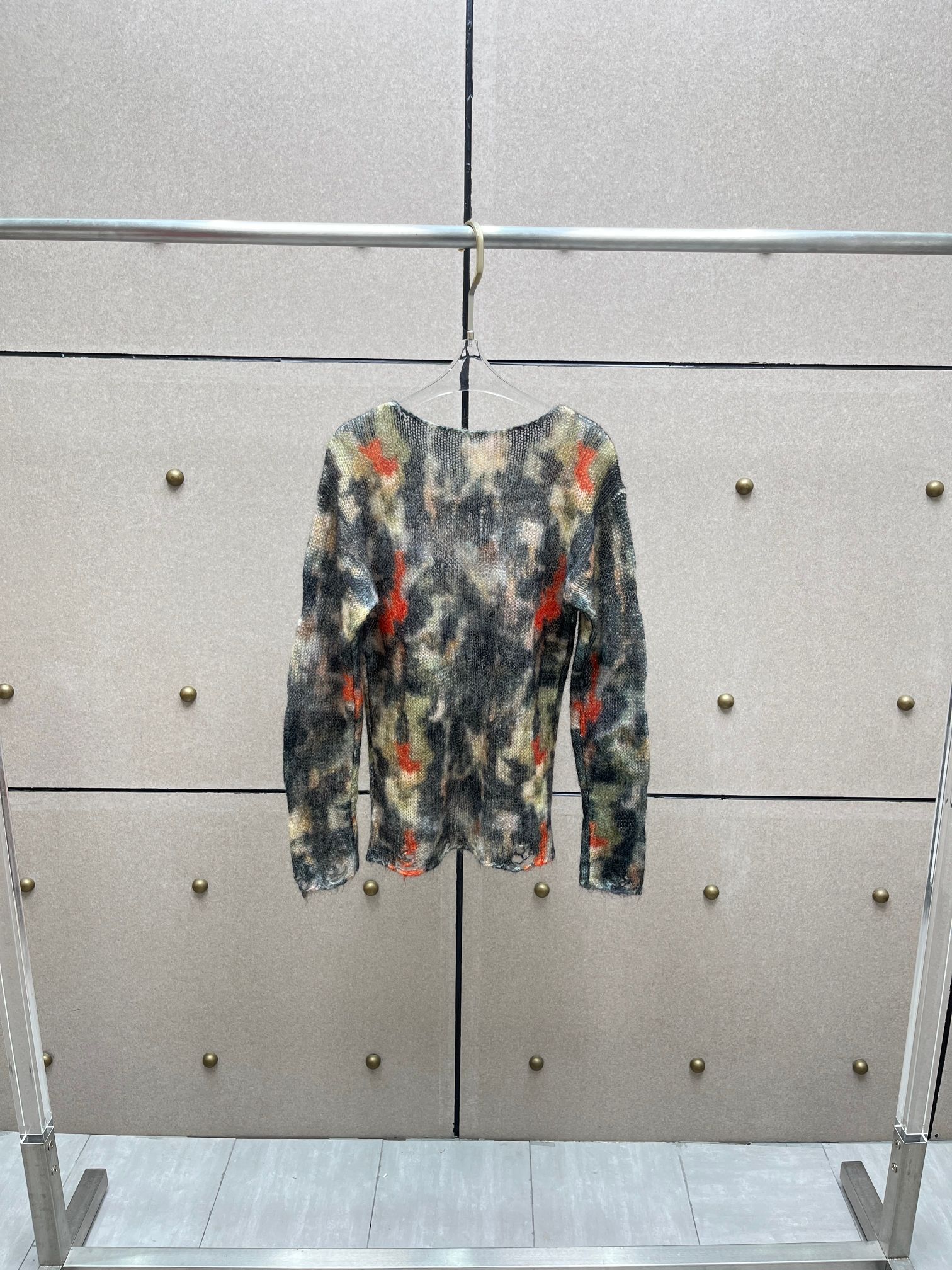 ❤️迷彩印花勾烂薄毛衣！羊毛马海毛混纺纱线 SML