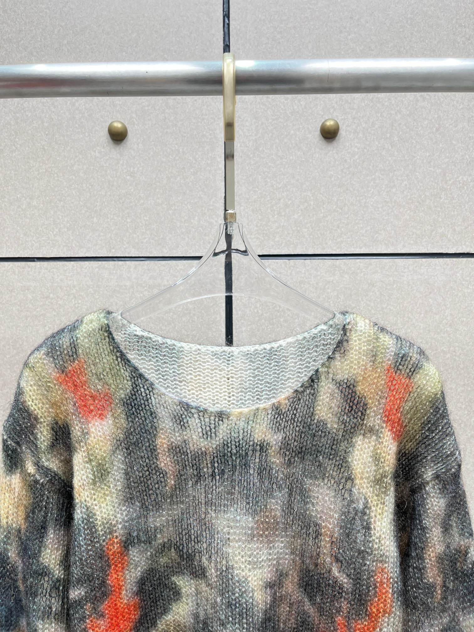 ❤️迷彩印花勾烂薄毛衣！羊毛马海毛混纺纱线 SML