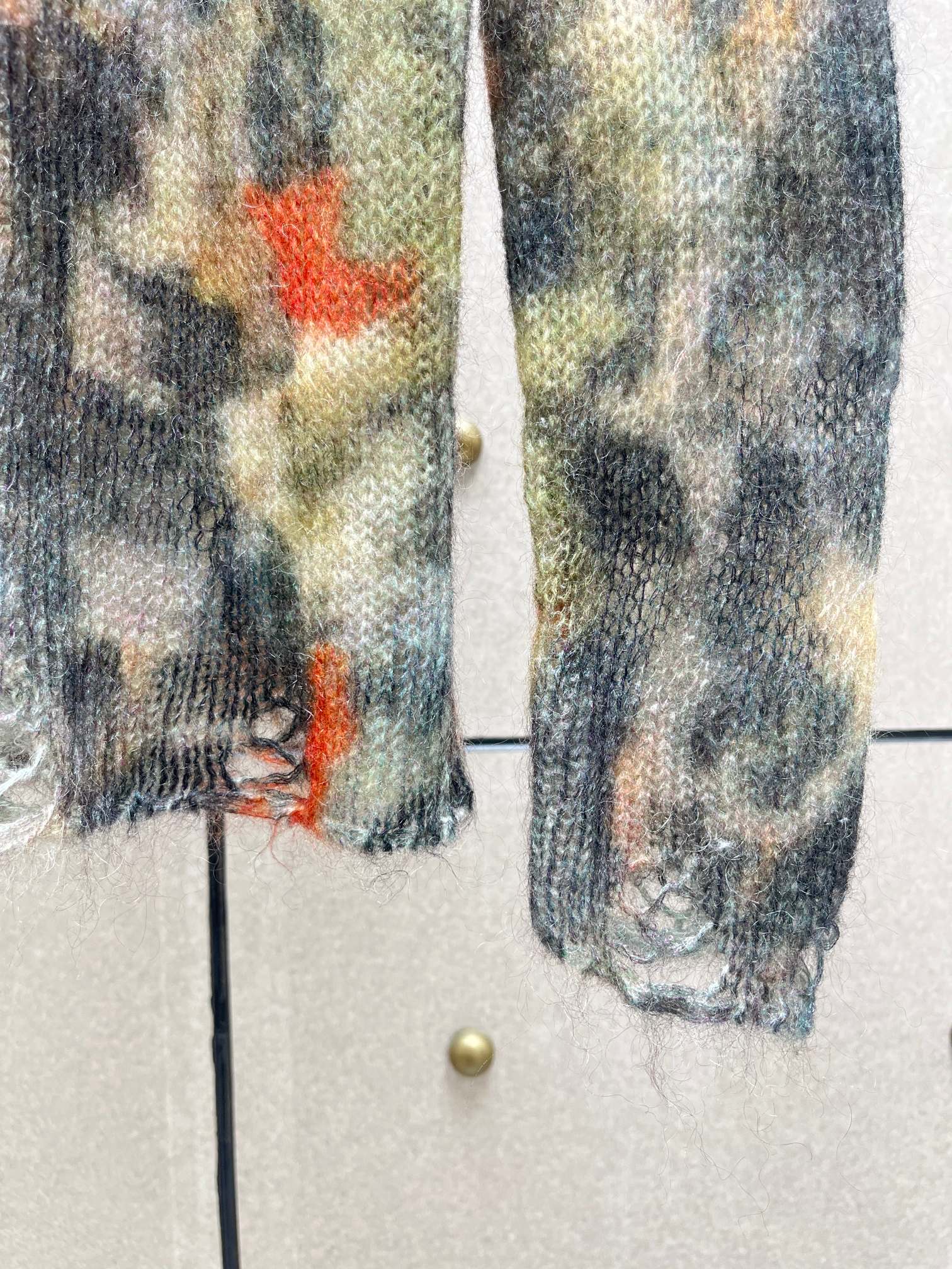 ❤️迷彩印花勾烂薄毛衣！羊毛马海毛混纺纱线 SML