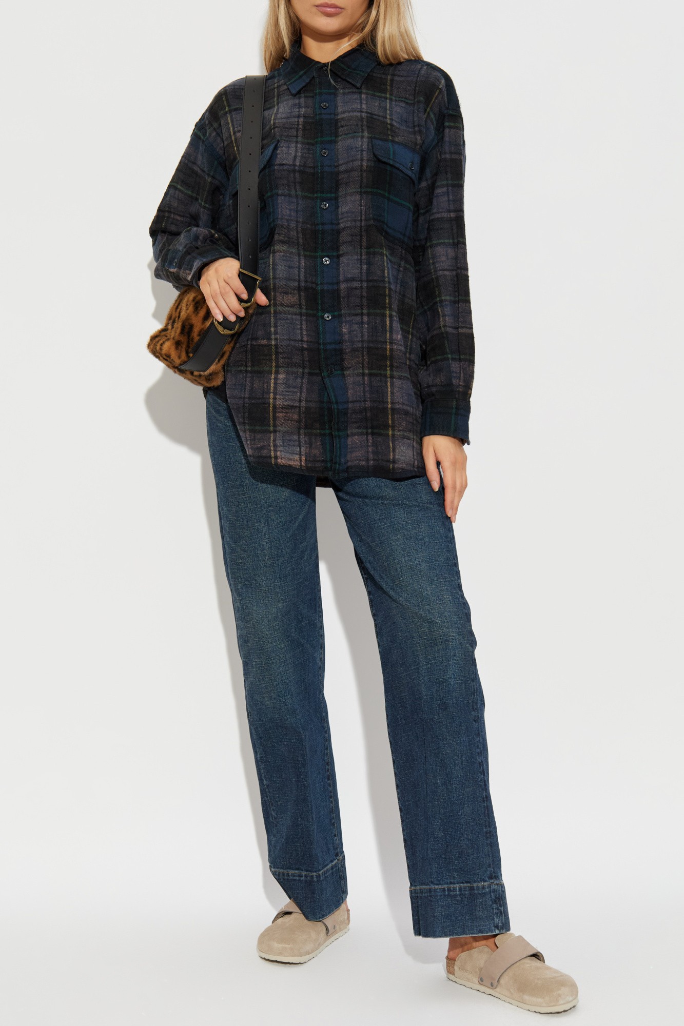 ♥️定制格子面料洗旧衬衫！棉 SML