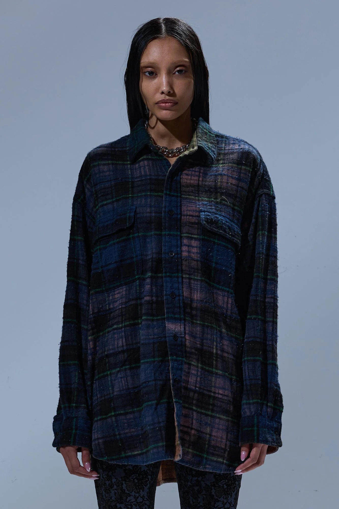 ♥️定制格子面料洗旧衬衫！棉 SML