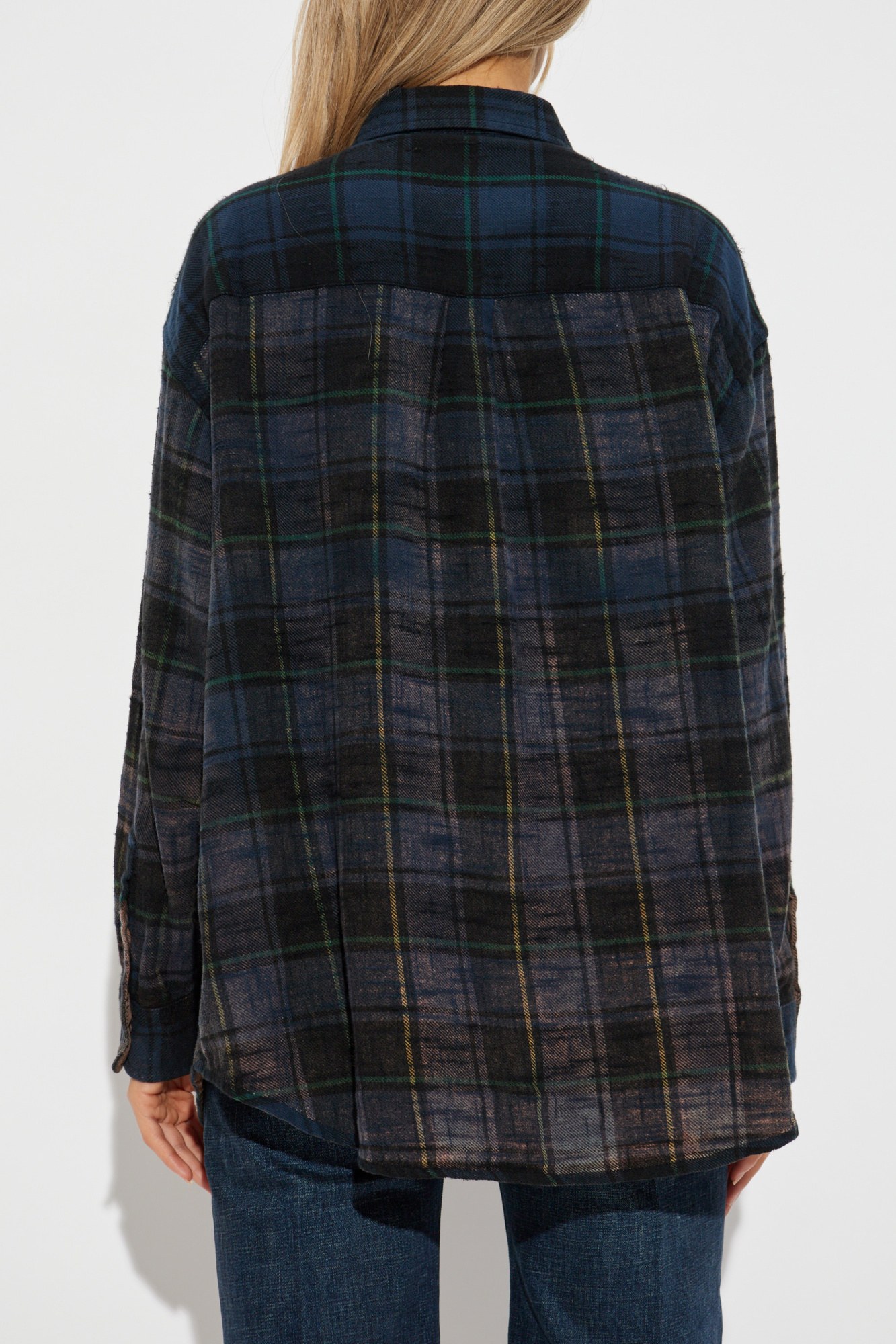 ♥️定制格子面料洗旧衬衫！棉 SML