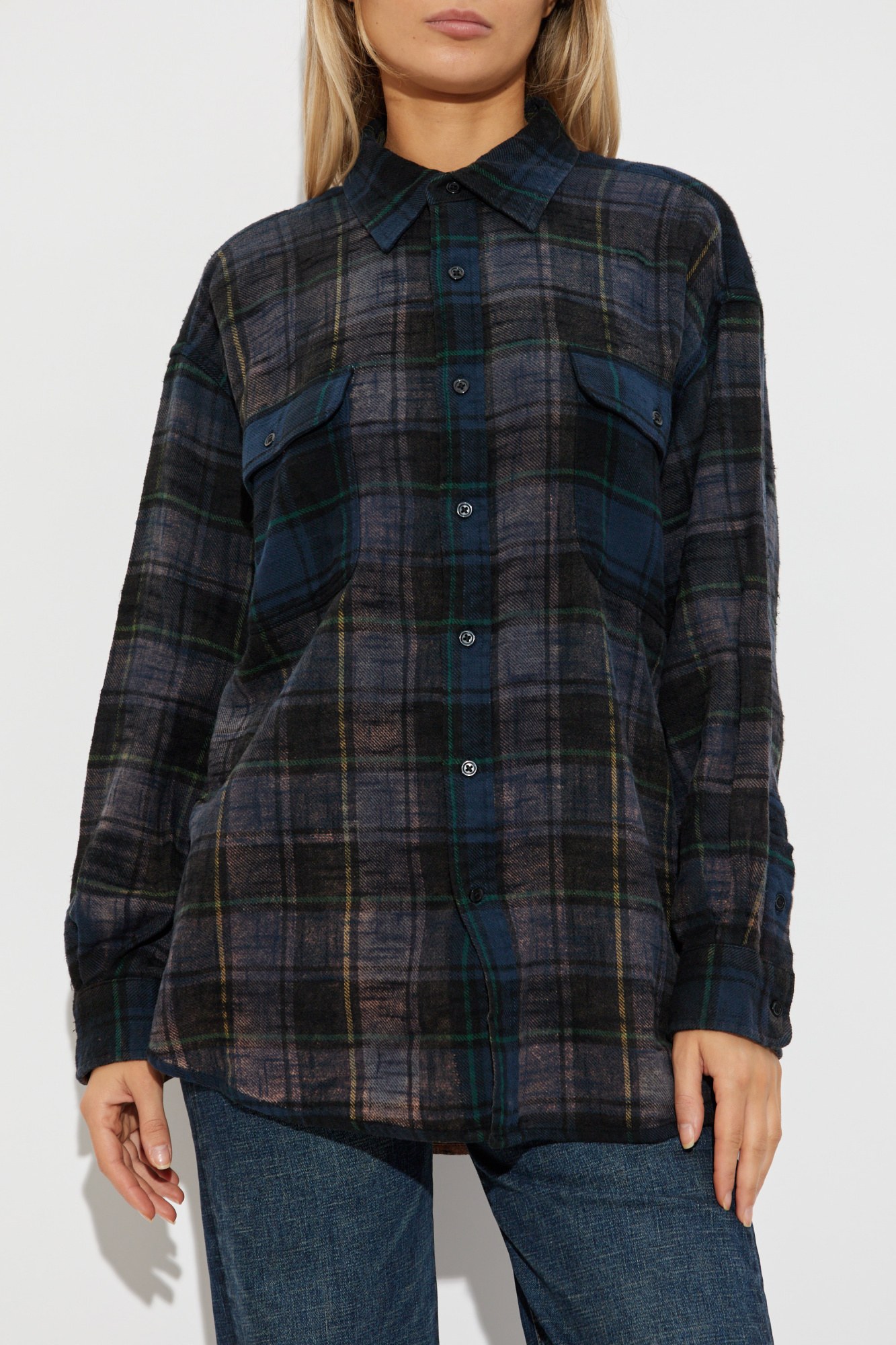 ♥️定制格子面料洗旧衬衫！棉 SML