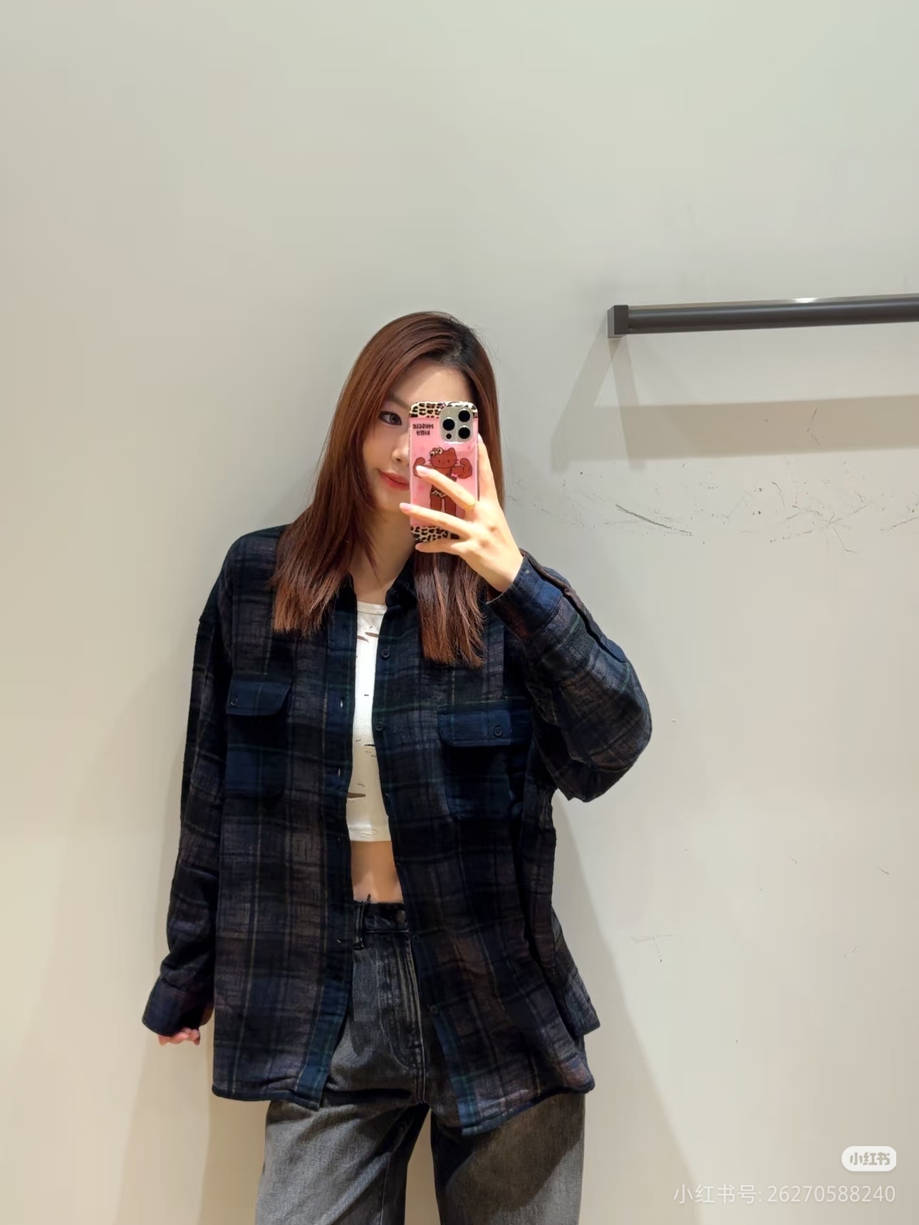 ♥️定制格子面料洗旧衬衫！棉 SML